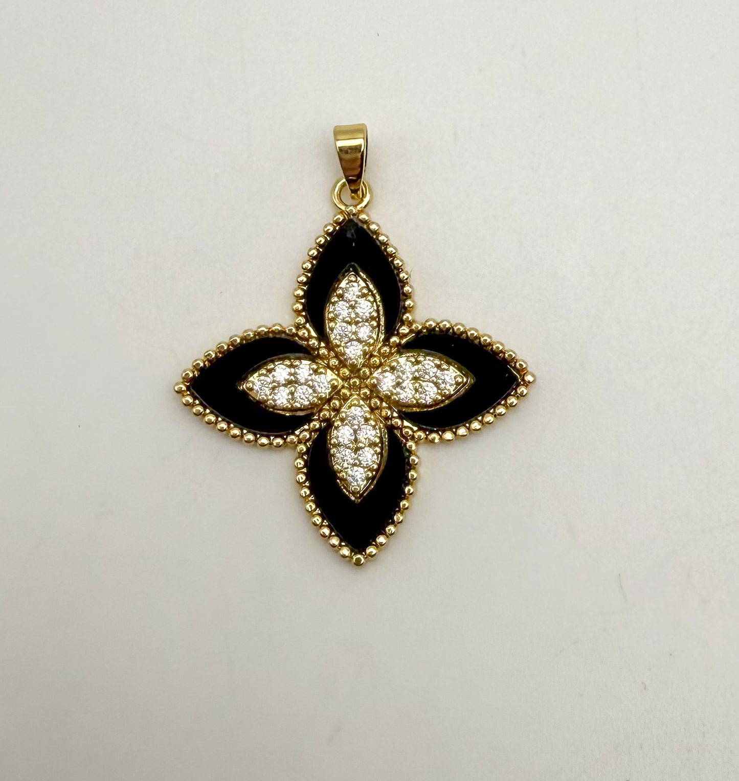 LV Inspired Clover Design Pendants with Natural Shell Inserts