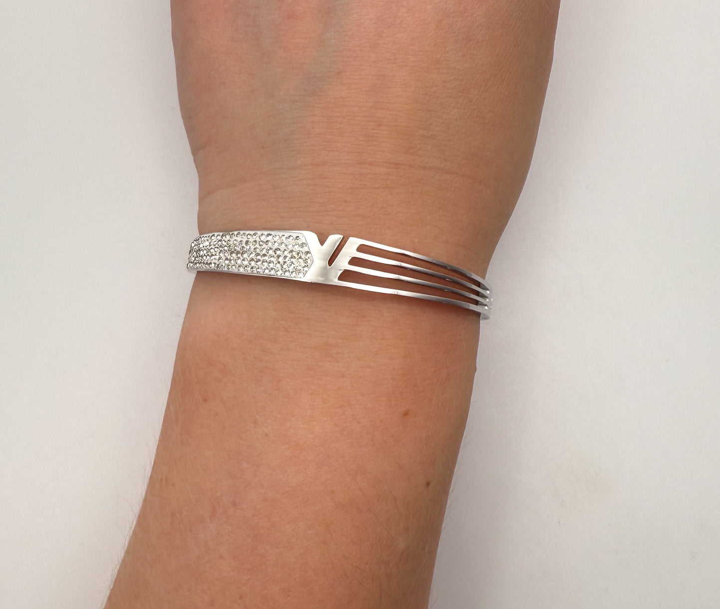 Silver LV Designer Bangle Bracelet
