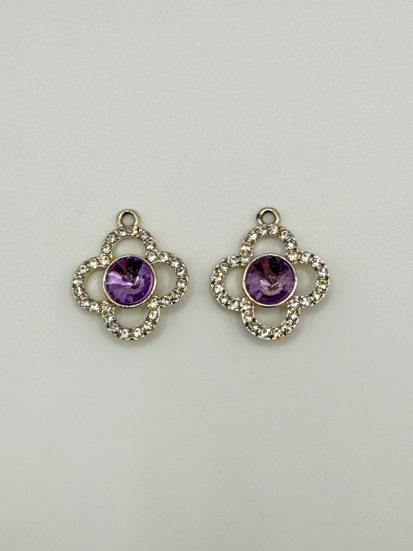 Gold Clover With Purple Gem DIY Metal Charm