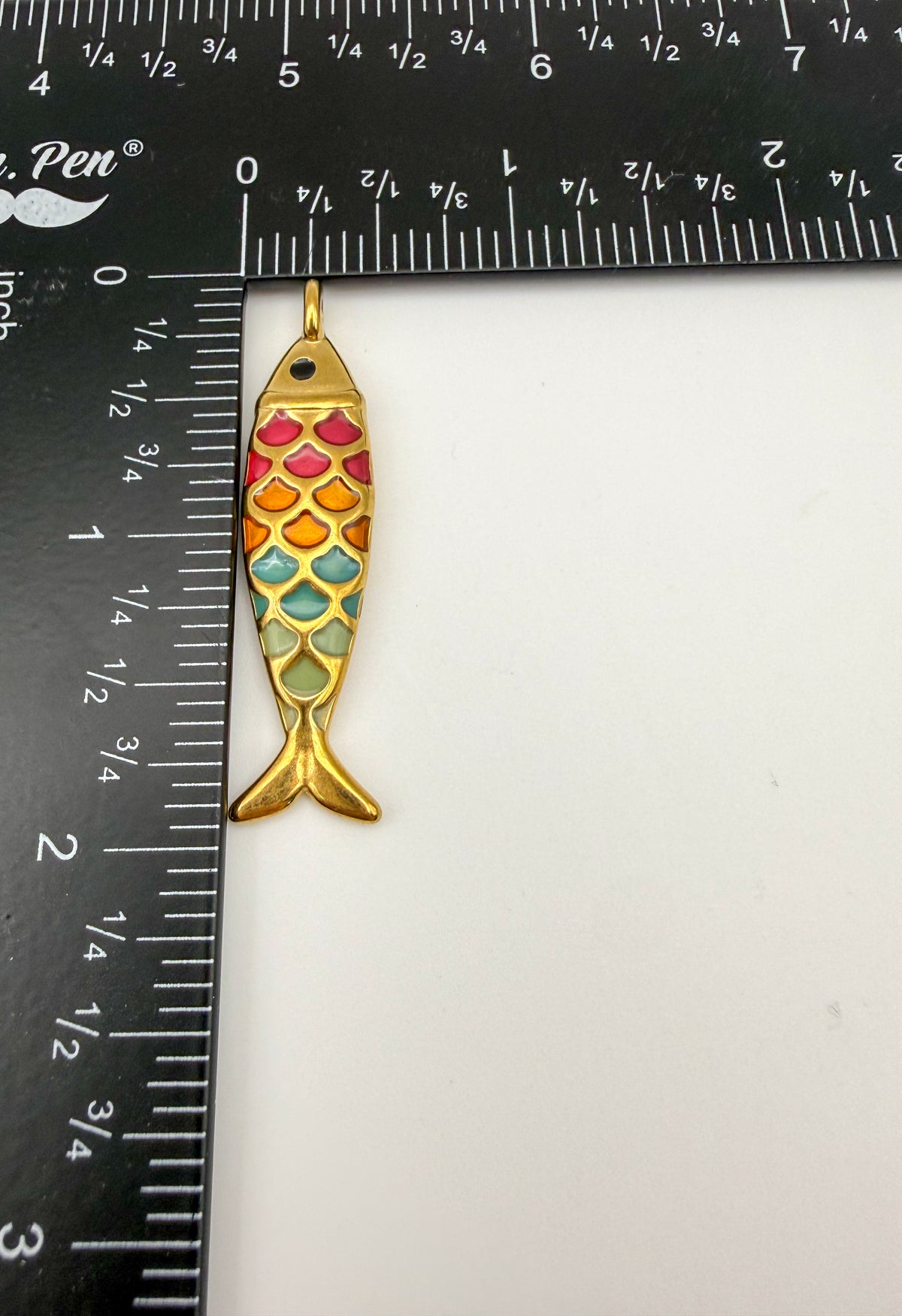 Gold Stainless Steel Colorful Enameled Scale Fish Charm Pendant DIY