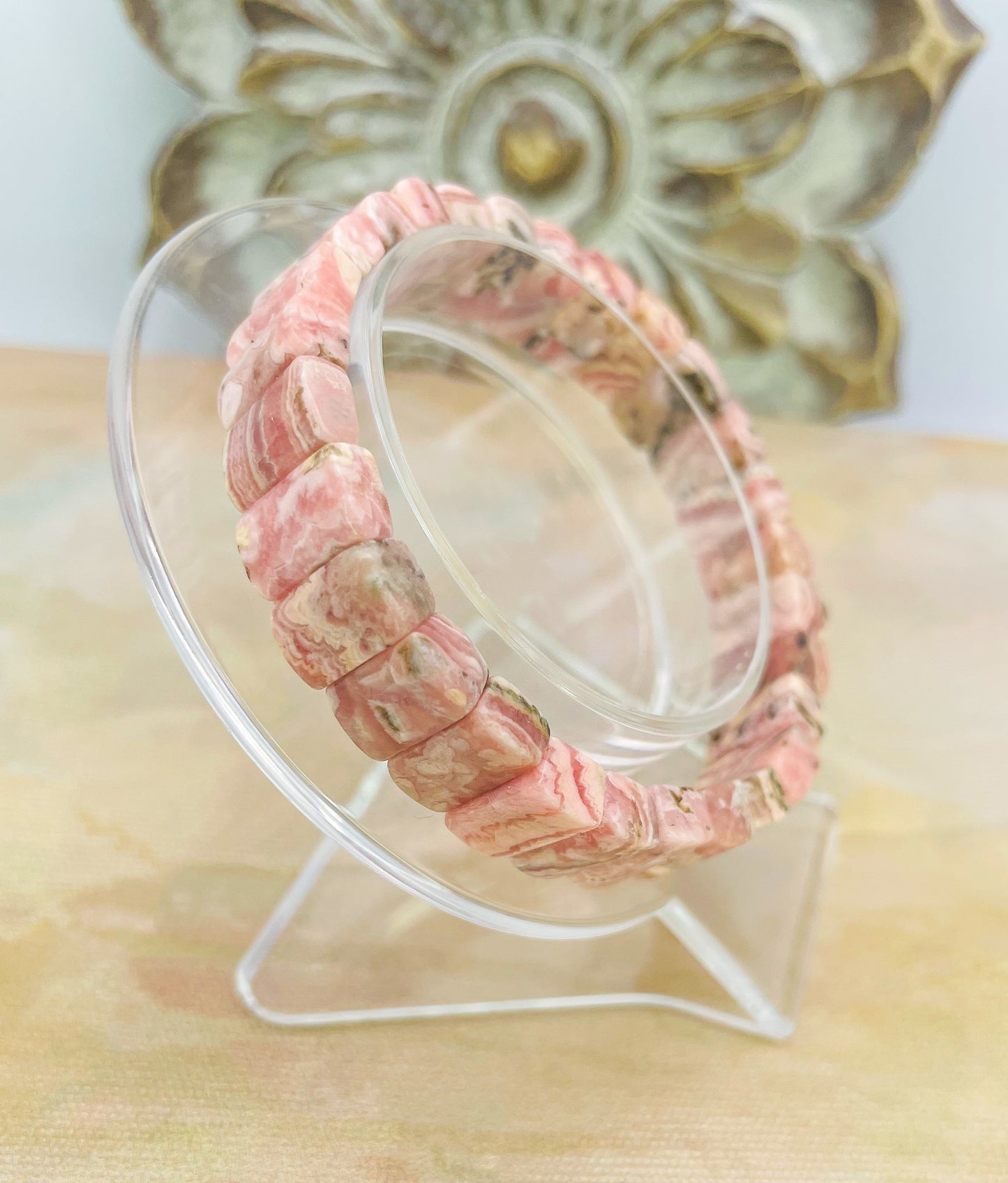 Natural Rhodochrosite Bangle Crystal Bracelet