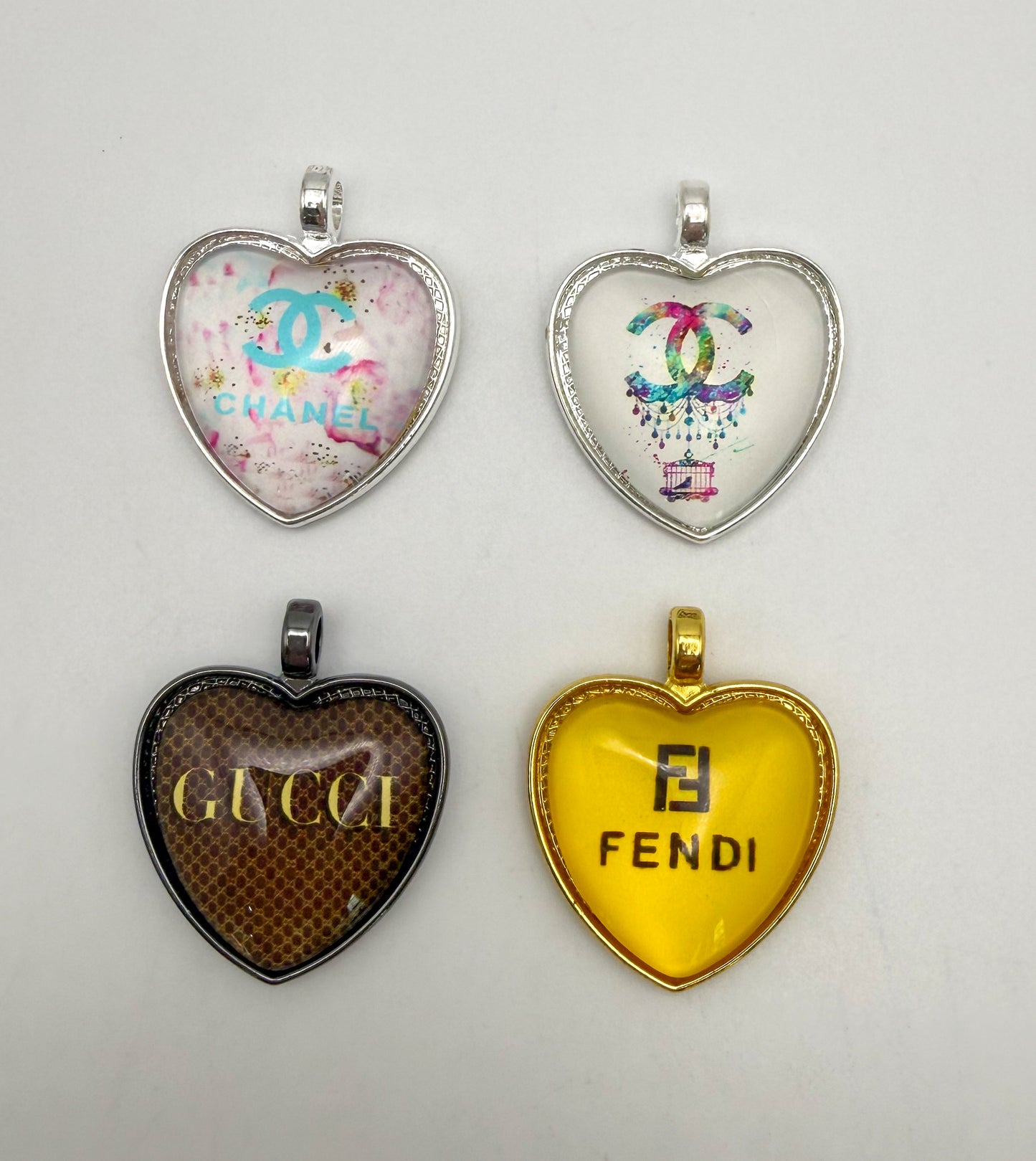 Variety of Heart Shaped Designer Metal & Resin Pendants