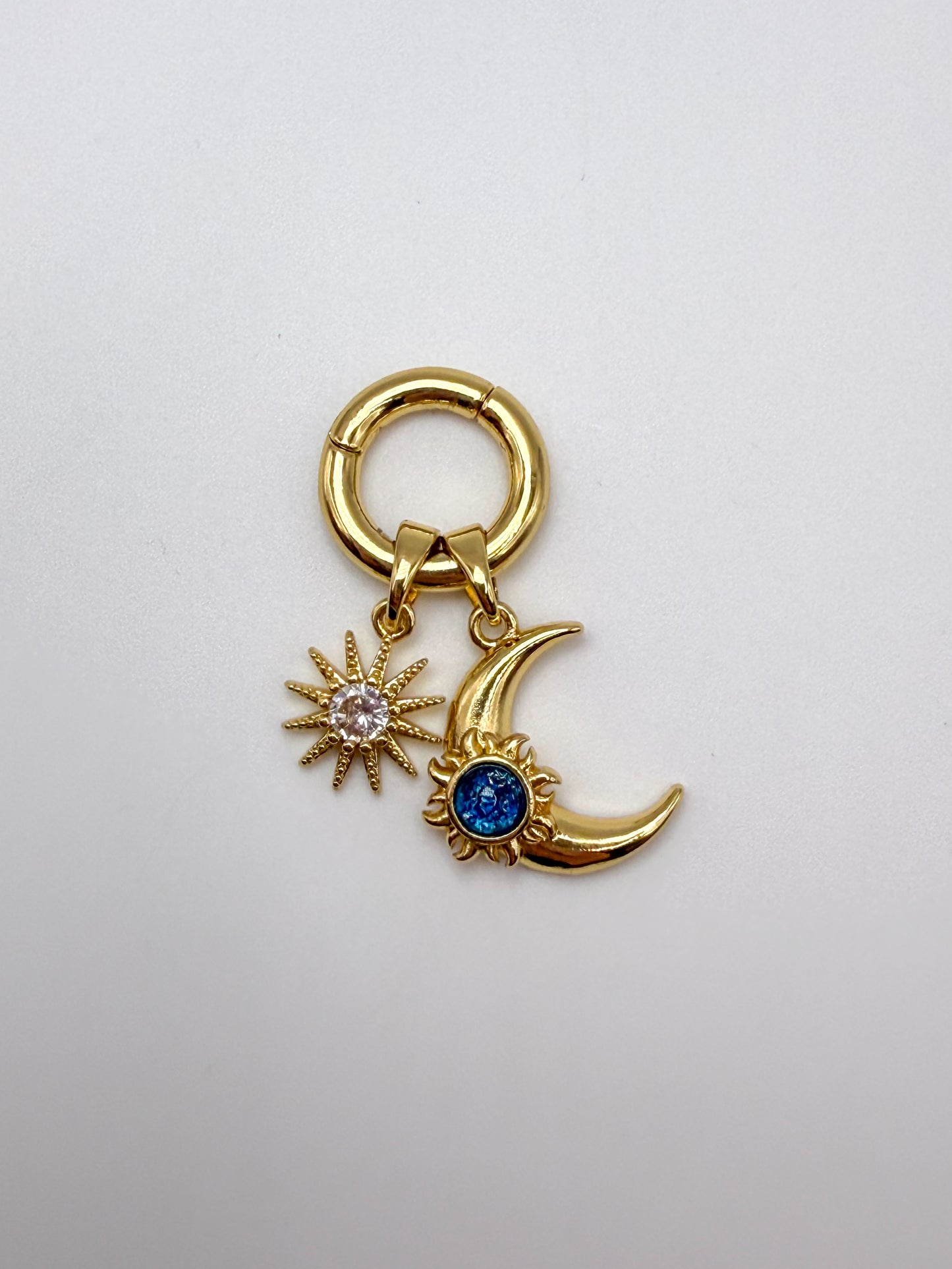 Gold Moon & Star Mini Carabiner Pendant