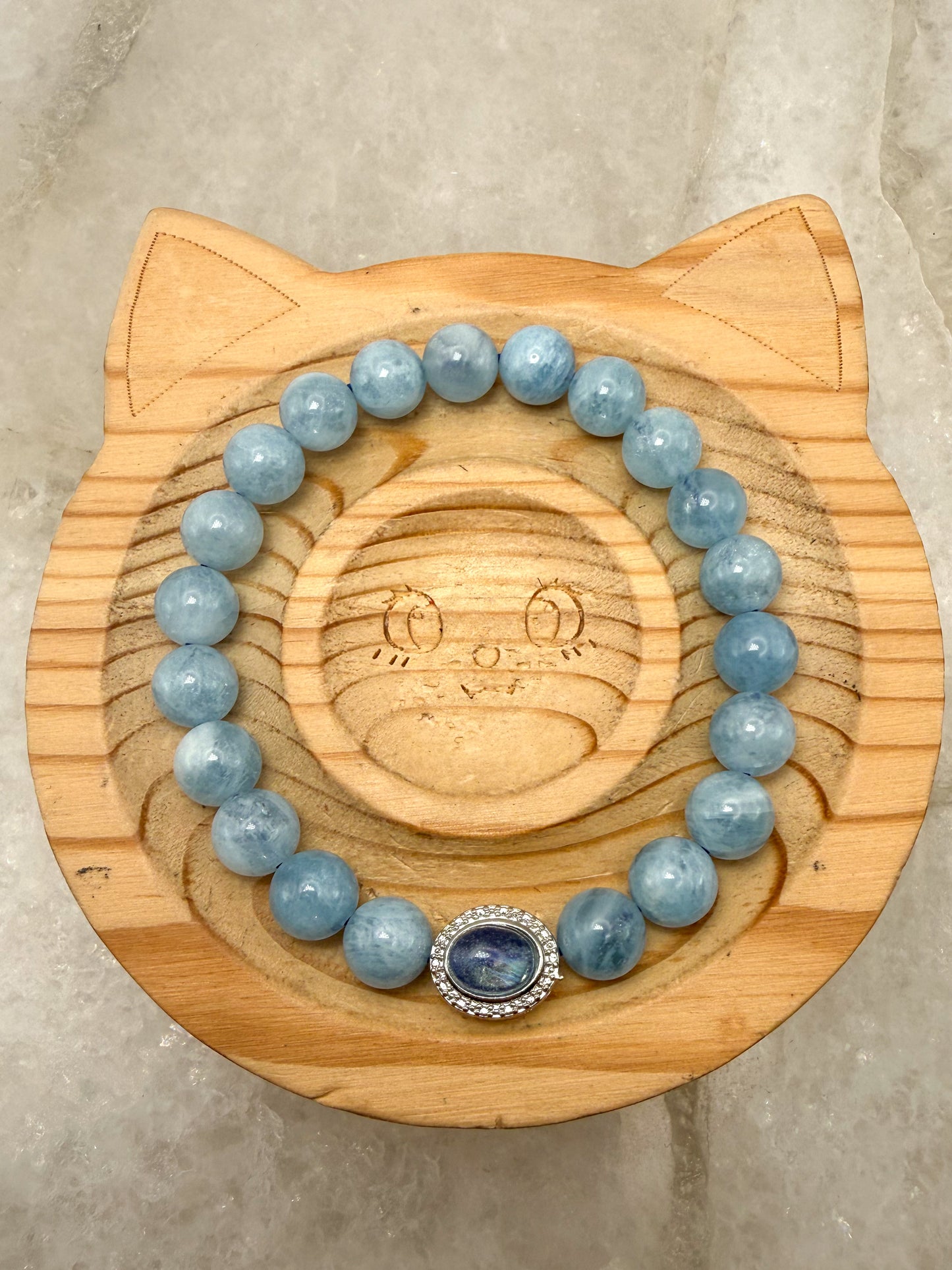 Natural Aquamarine Crystal Stretchy Bracelet