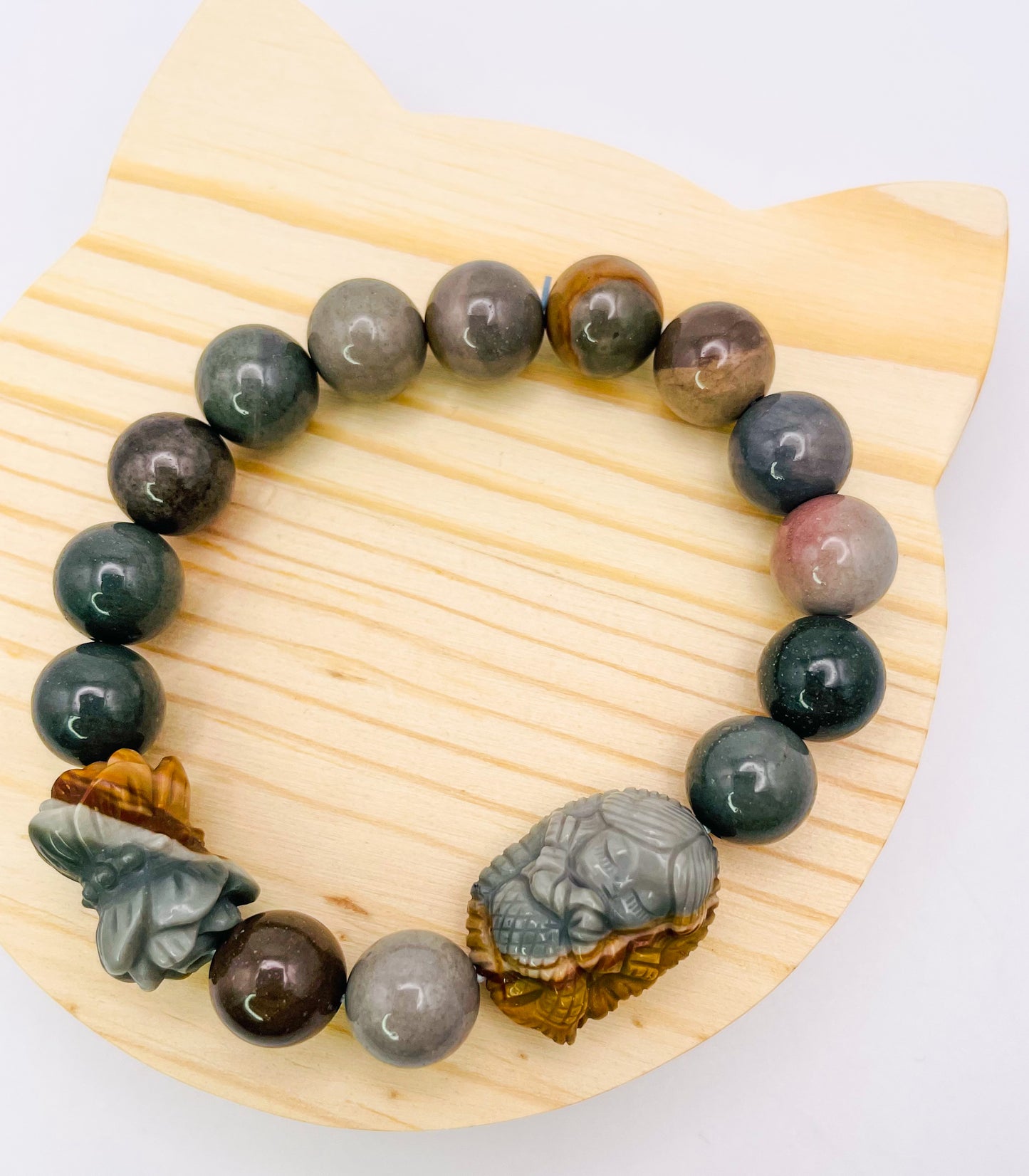 Natural Alashan Agate Baby Mermaid Statement Bracelet