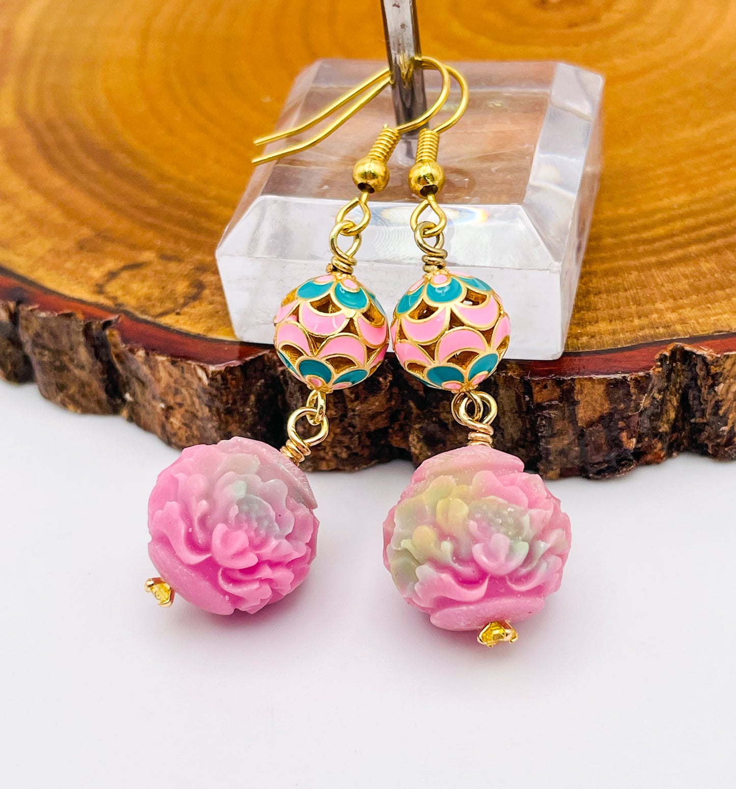 Pressed YanYuan Agate Statement Earrings