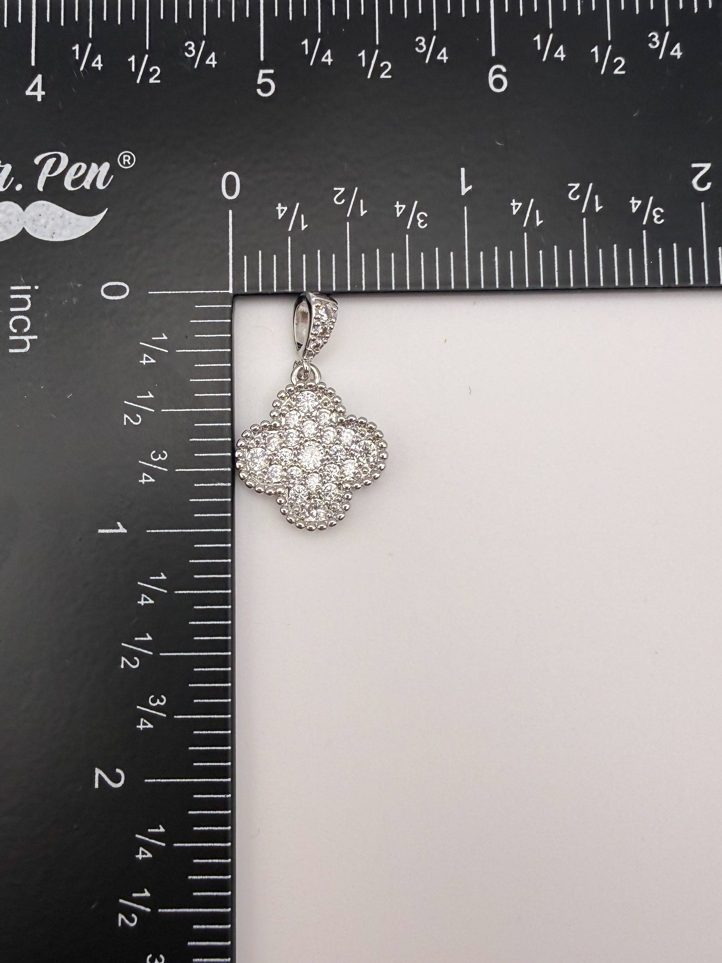 Gold & Silver Zircon Covered Clover  Charm Pendants