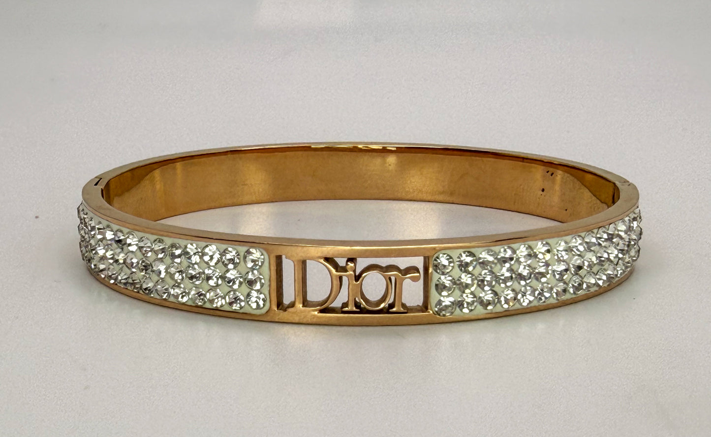 Gold Sparkly Dior Stainless Steel Bangle Bracelet
