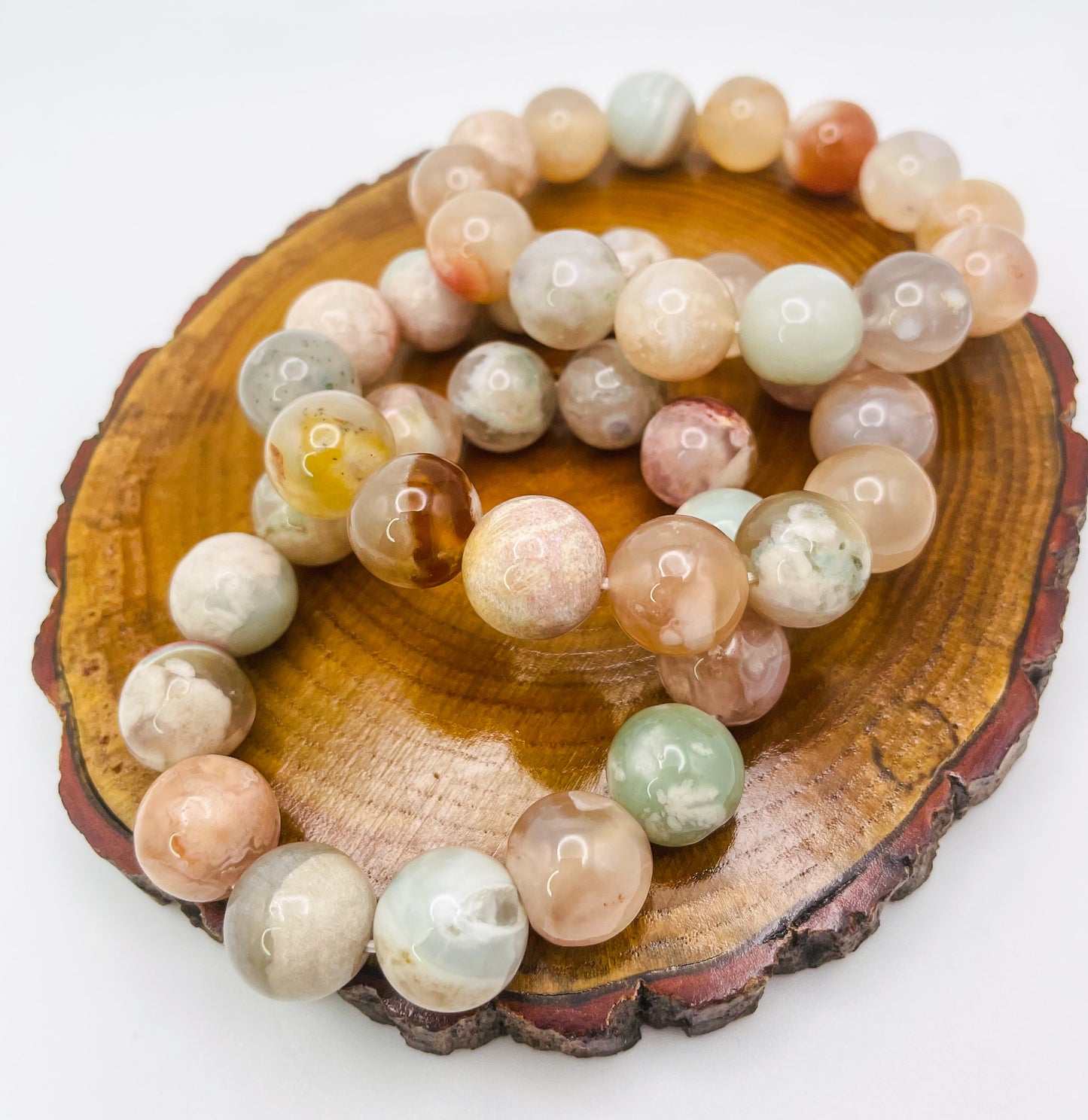 Natural Sakura Flower Agate Crystal Bracelet