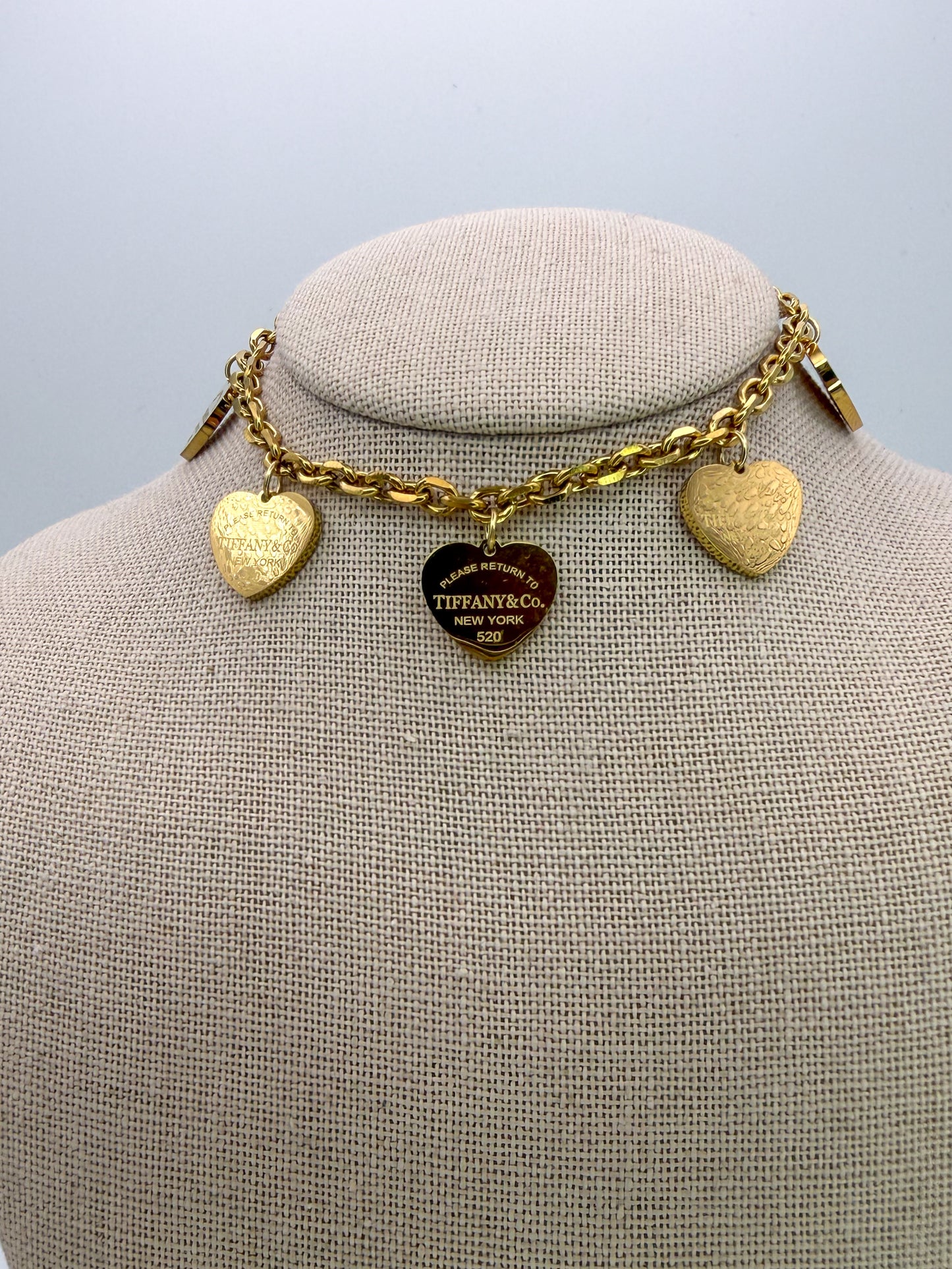 Gold & Silver T&Co Dangle Charm Chain Bracelet