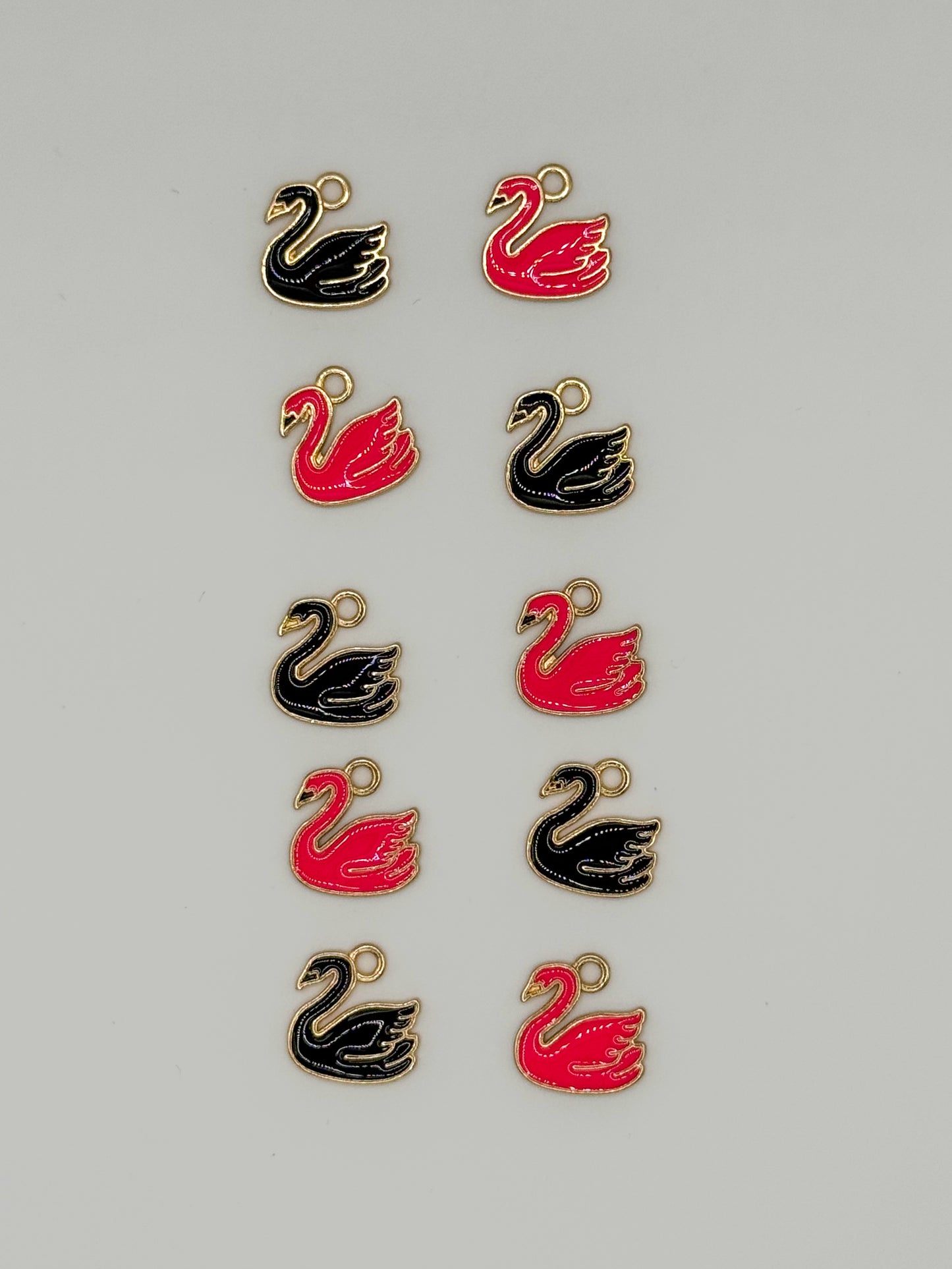 Black & Pink Swan Metal DIY Charm Set