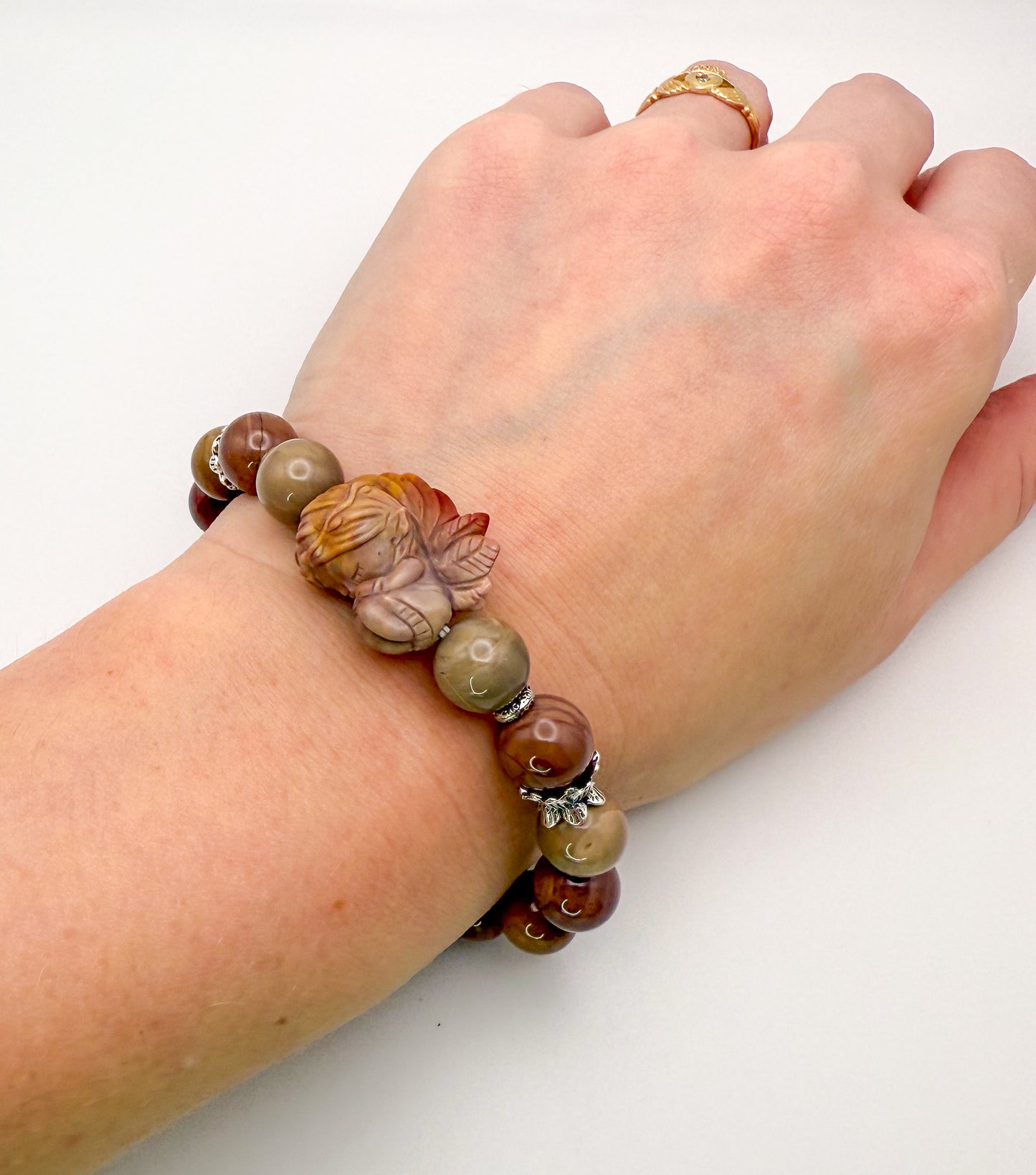 Natural Alashan Agate Sleeping Fairy Adjustable Stretch Bracelets- 3 Different Styles