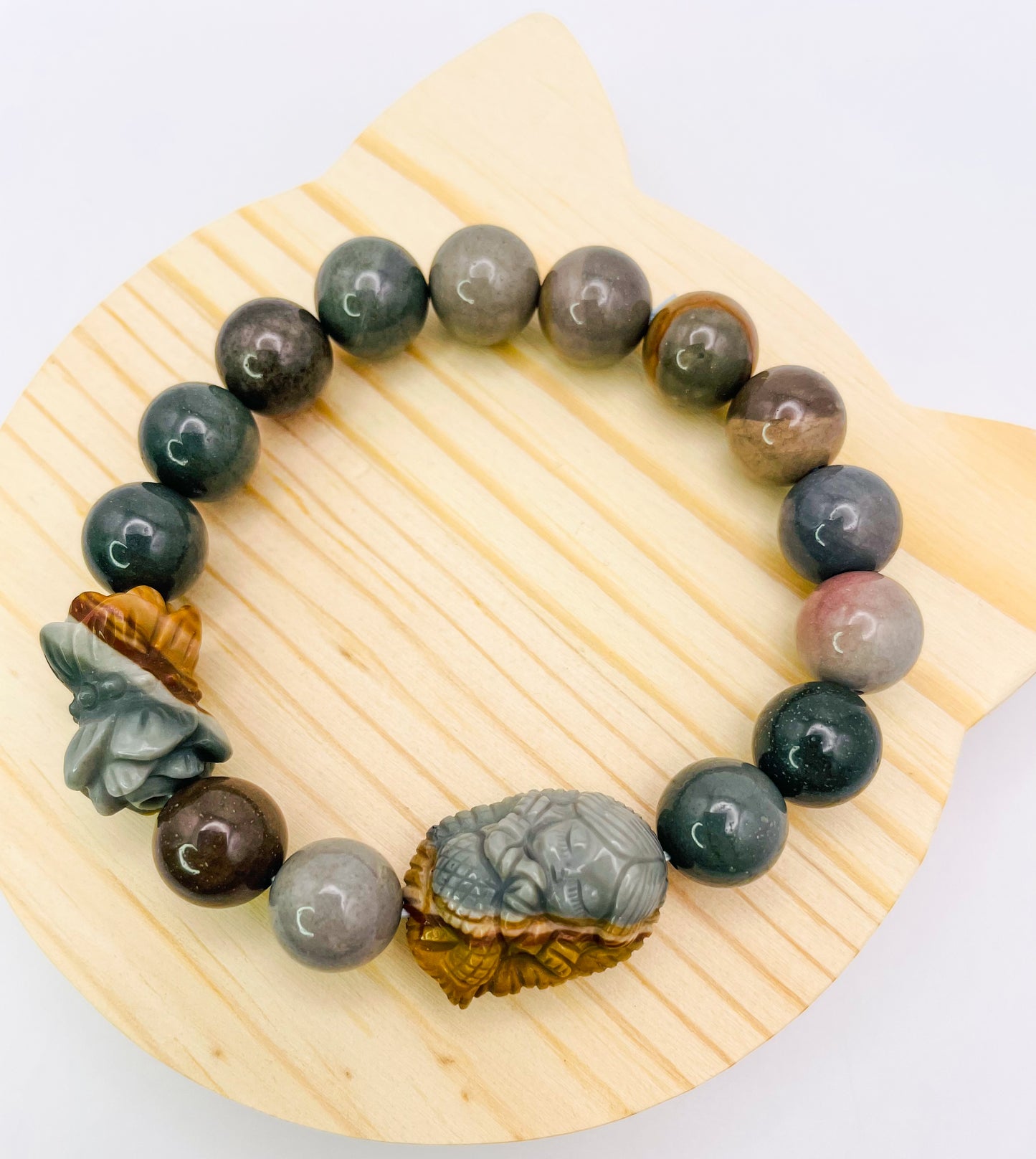 Natural Alashan Agate Baby Mermaid Statement Bracelet