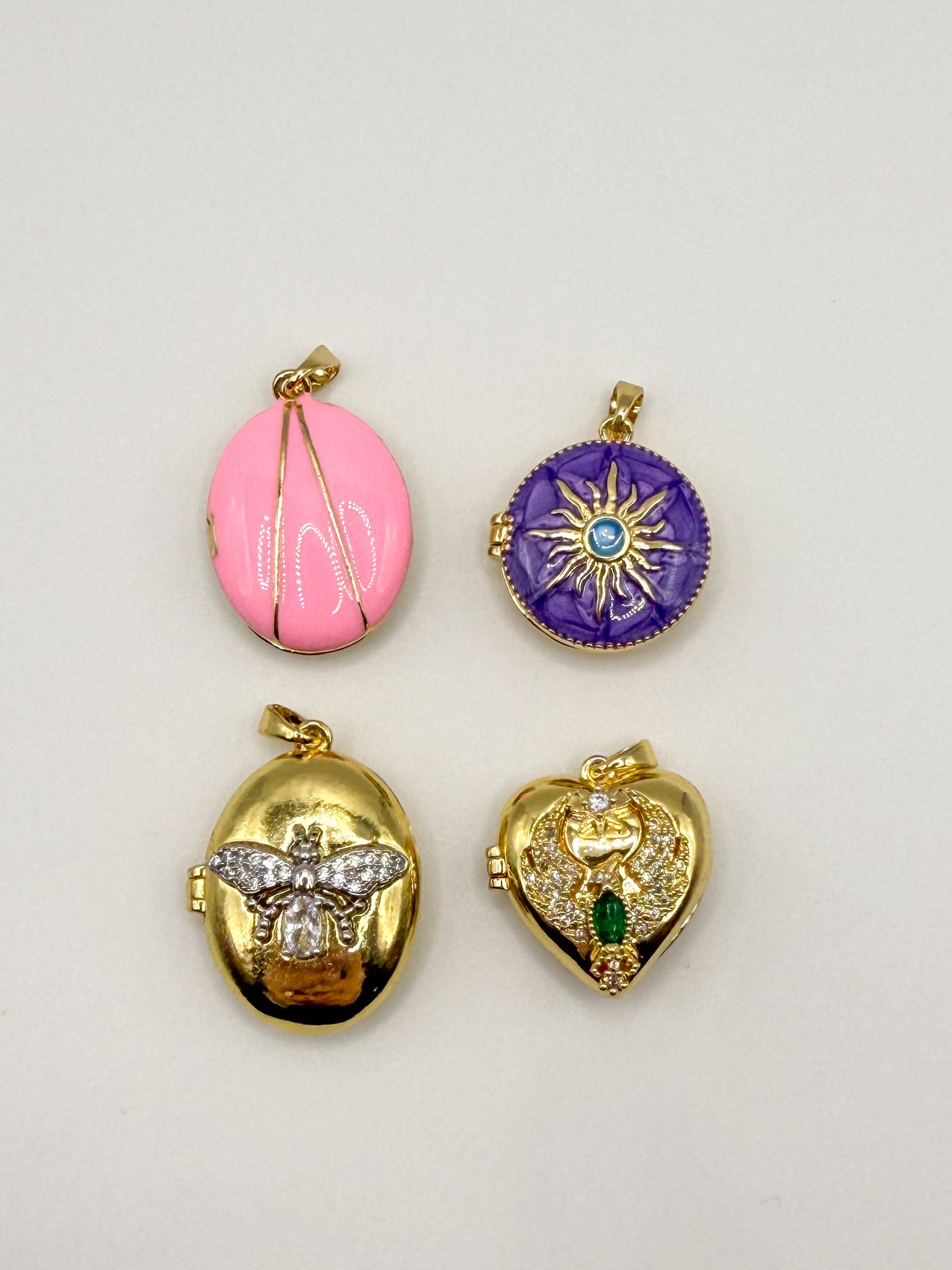 Variety of Gold Locket Charm Pendants