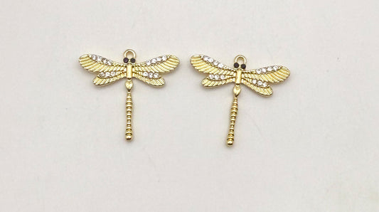 Gold Sparkling Dragonfly DIY Charm