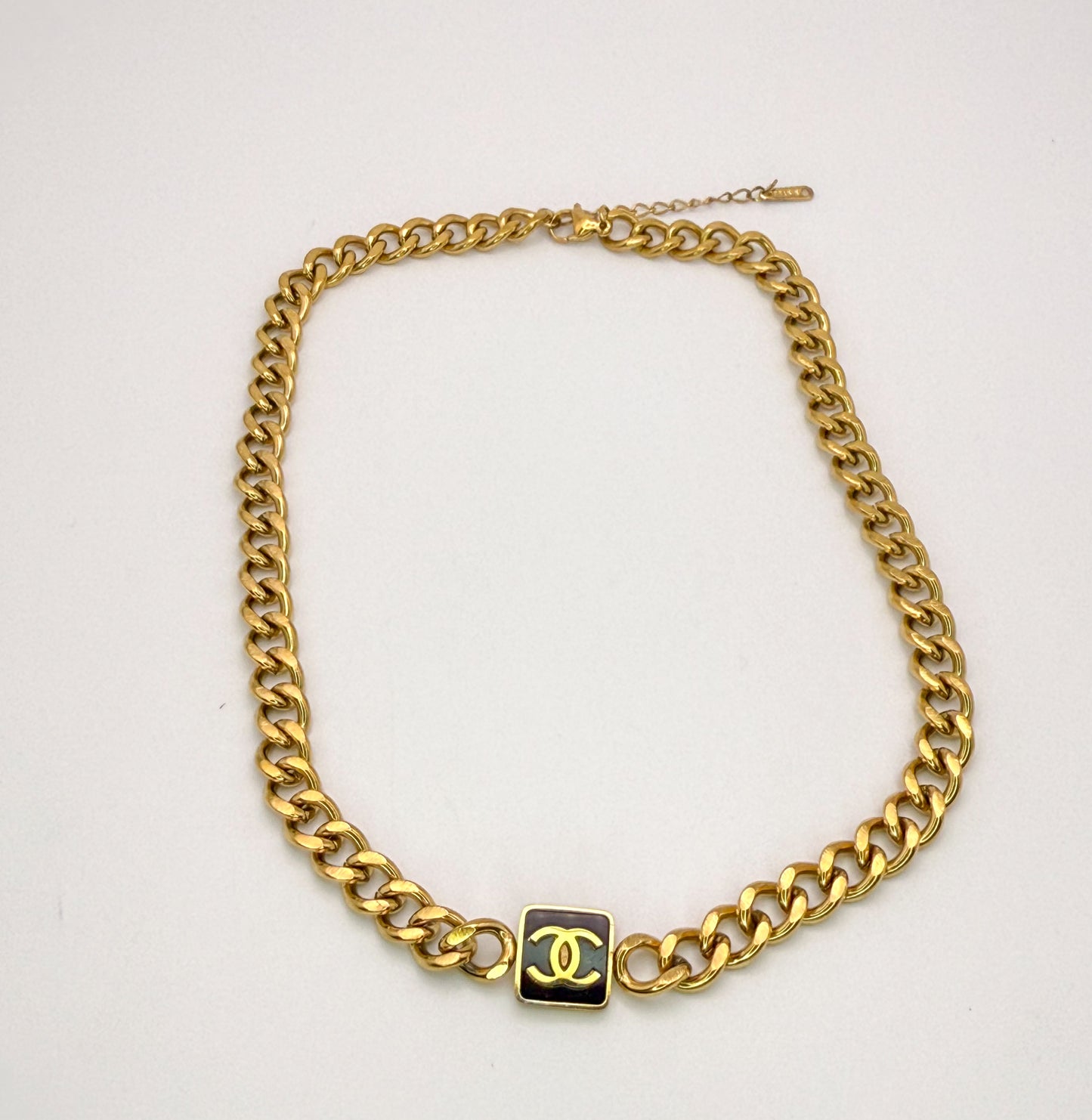 Gold Cuban Style CC Designer Stainless Steel Adjustable Necklace