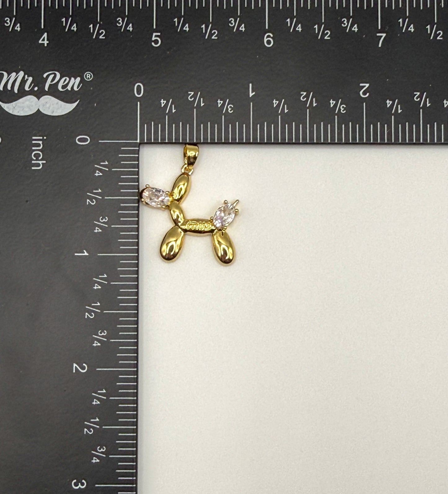 Gold M Ballon Dog Charm Pendant with Zircons