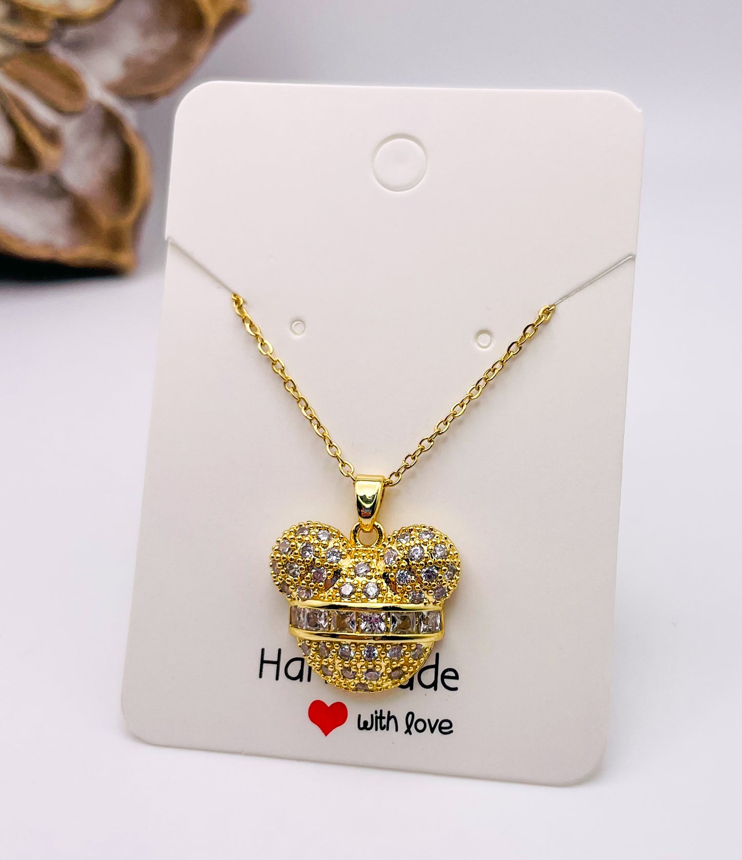 Bling Out Micky Head S925 Sterling Gold & Silver Necklace