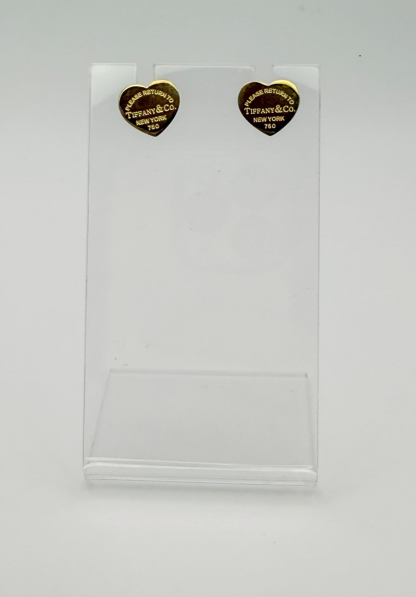 Gold Stainless Steel T&Co. Heart Stud Earrings