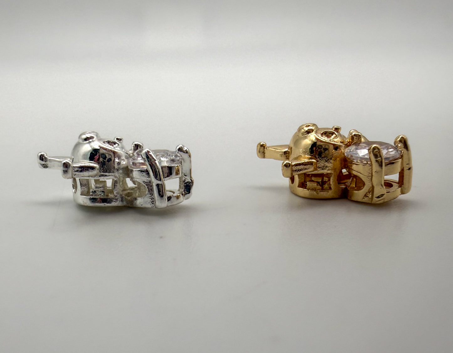 Sanrio’s Kuromi “KuKu” Gold and Silver Metal Spacer Charm Beads with Cubic Zirconia