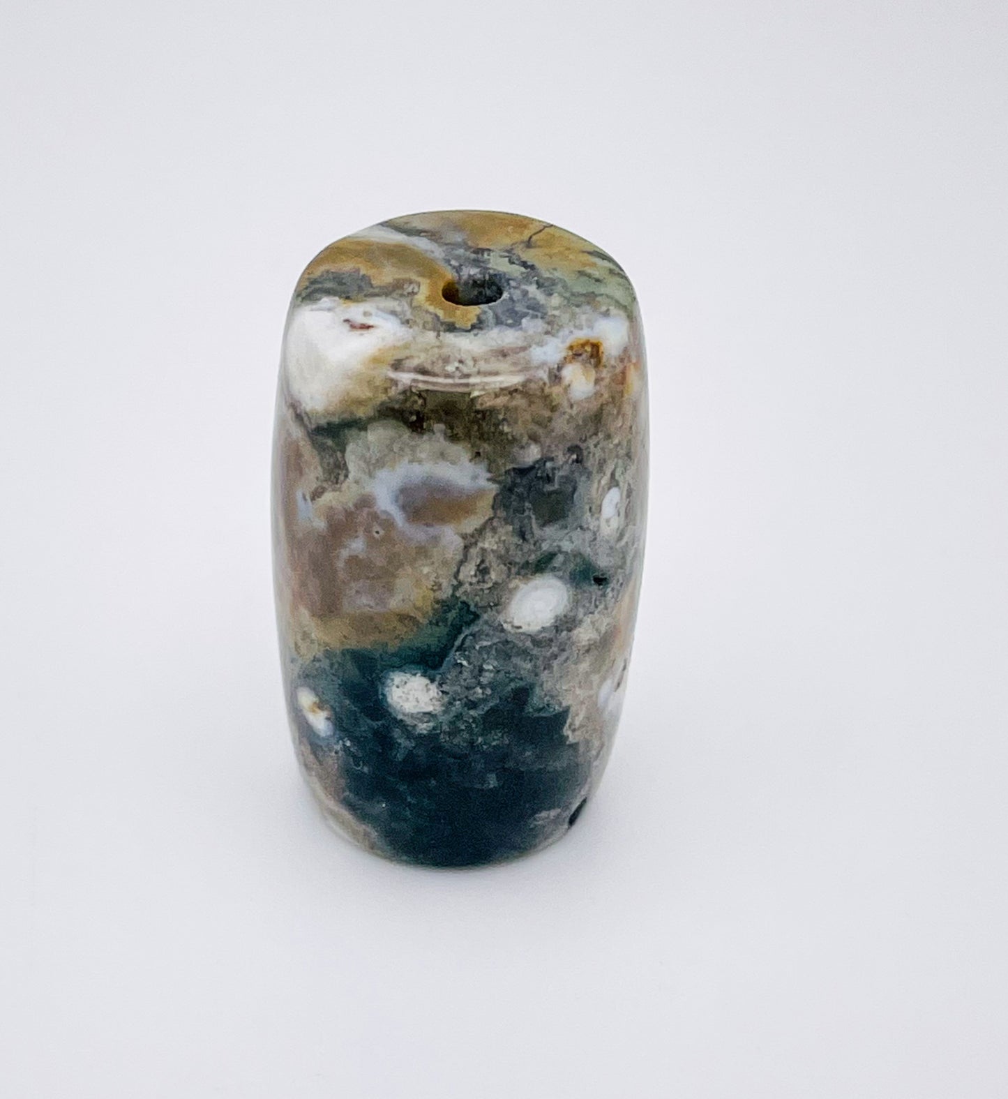 Natural Ocean Jasper Focal Barrel  Crystal Beads