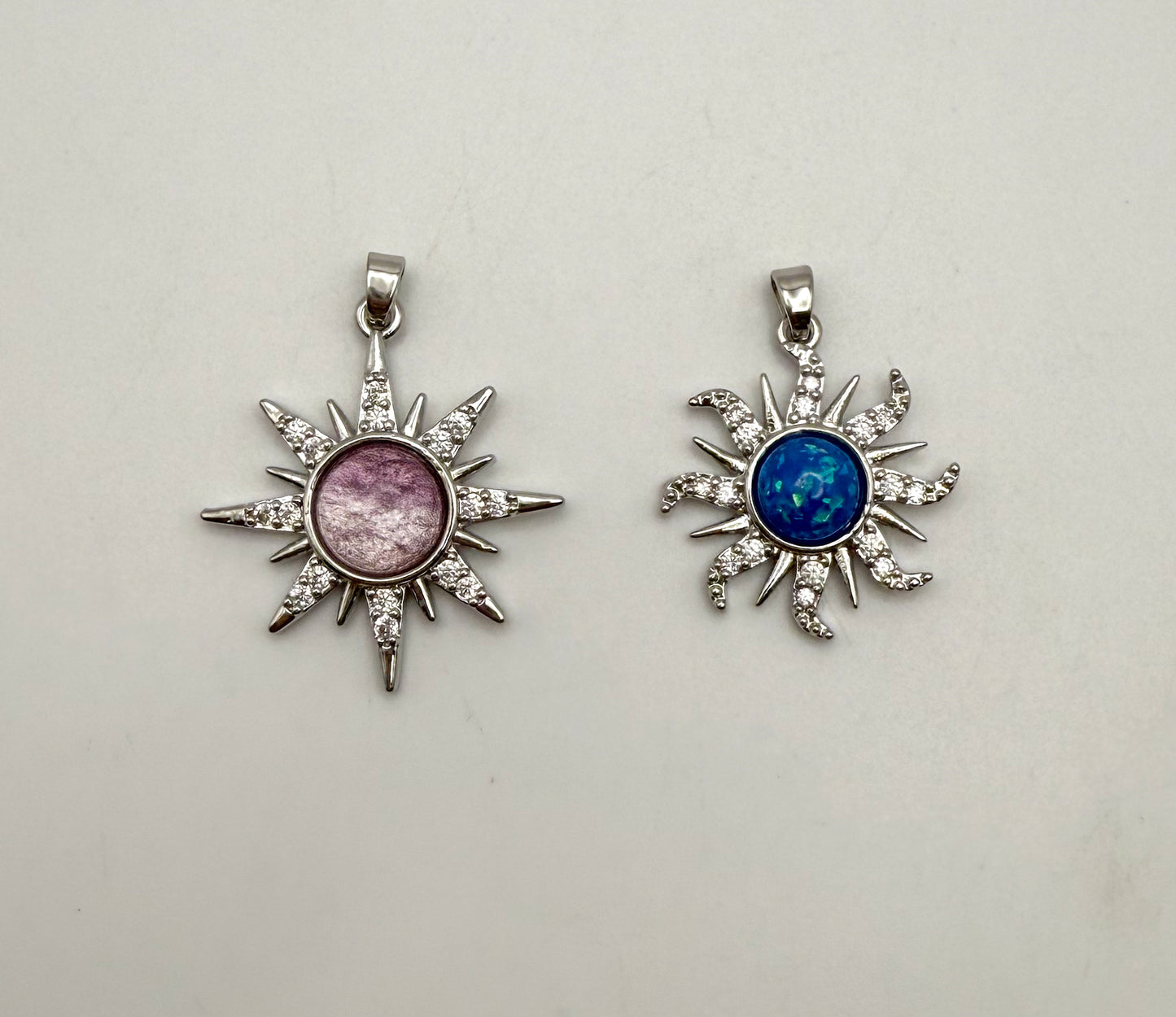 Silver Flaming Sun Metal Pendants