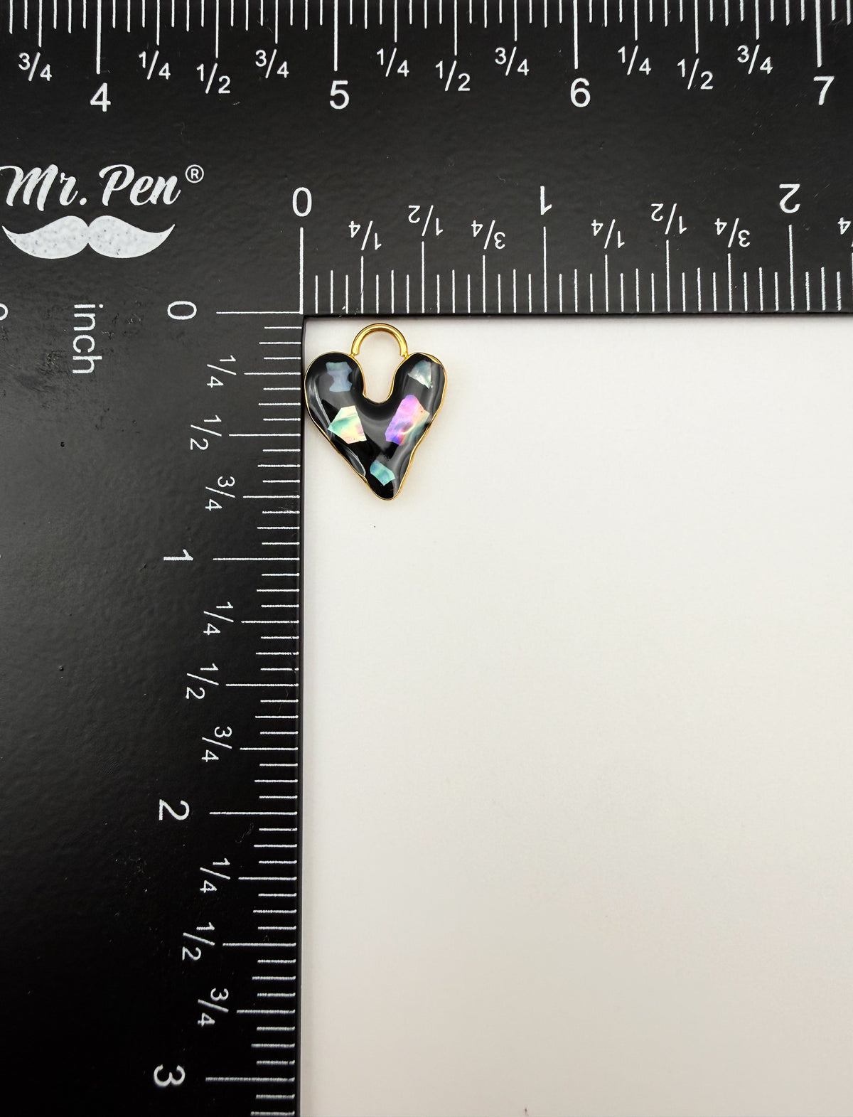 Gold Stainless Steel Heart Enamel with Abalone Shell Chip Charm Pendant DIY