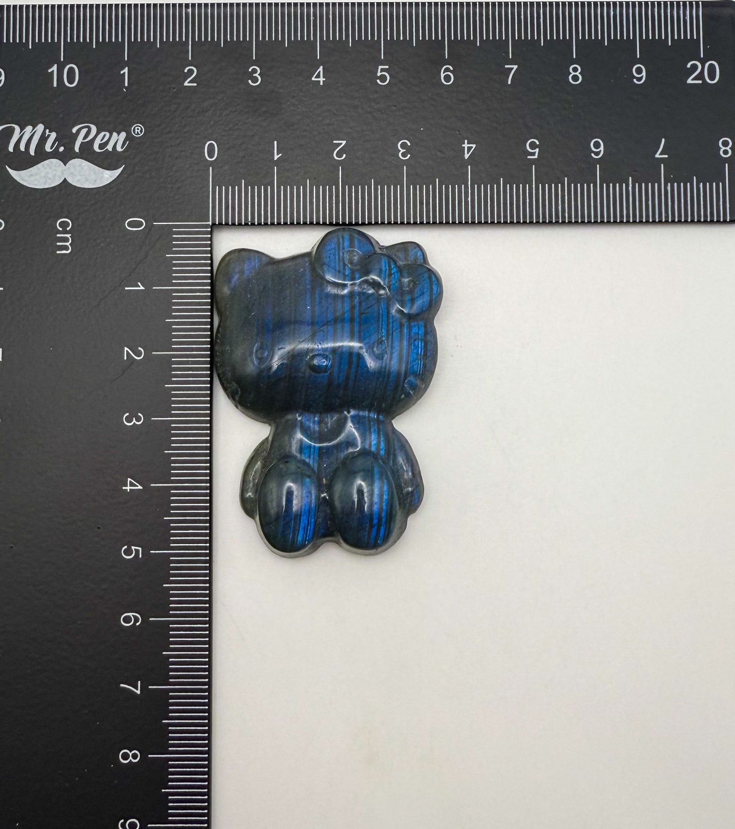 Natural Labradorite Crystal HK Kitty Flatback Decor