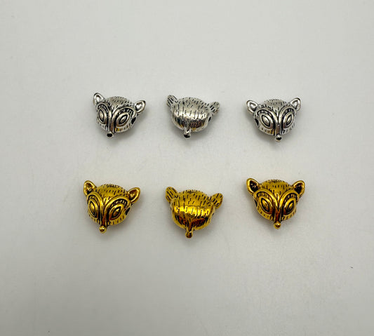 Fox Head Gold & Silver Spacers Charm Beads