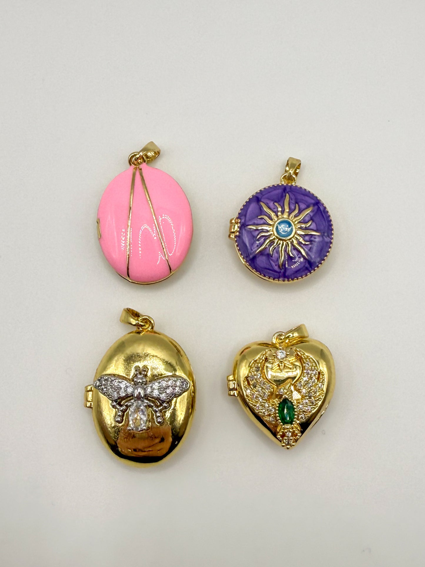 Variety of Gold Locket Charm Pendants