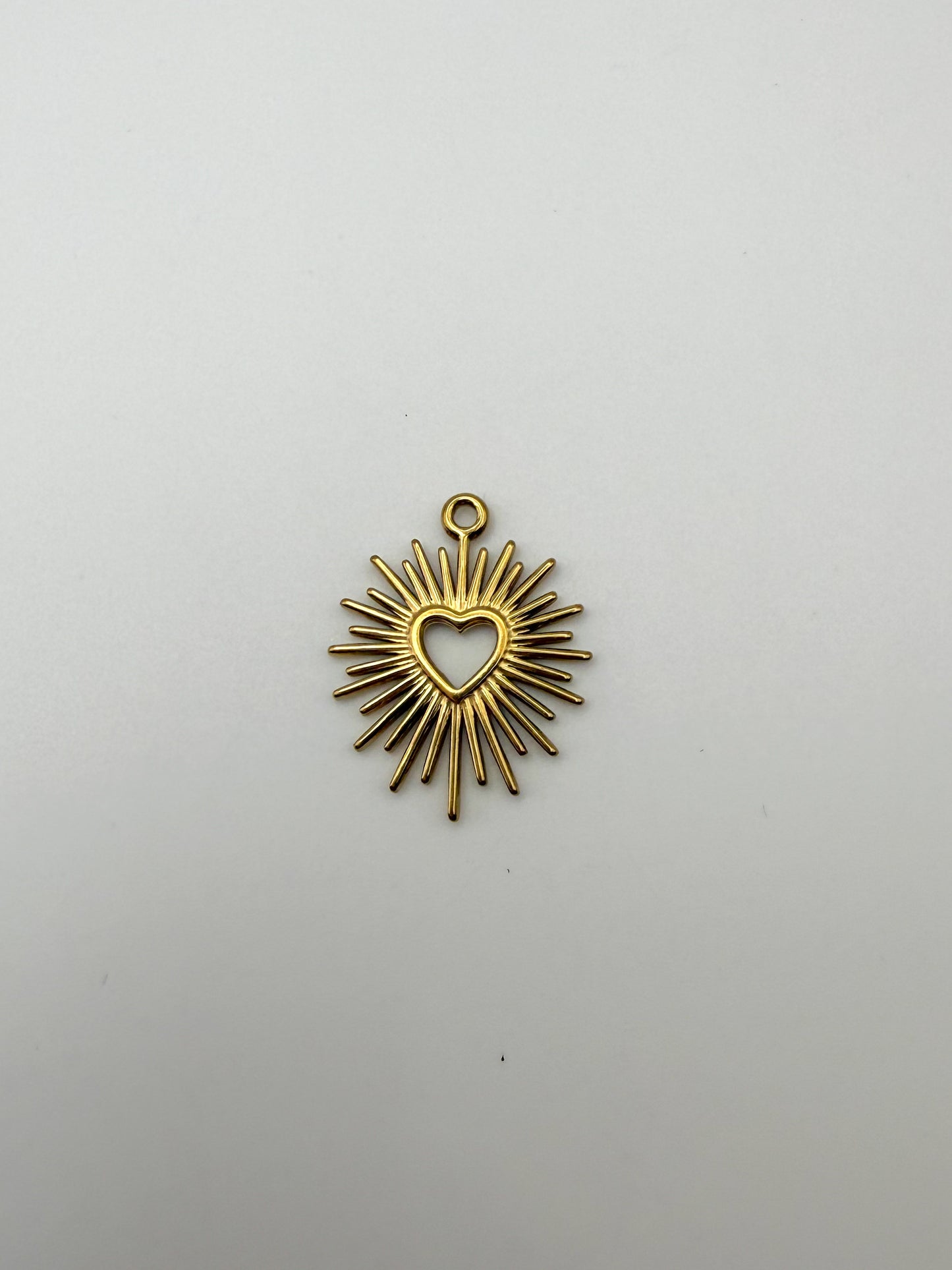 Stainless Steel Gold Fireworks Heart Charm