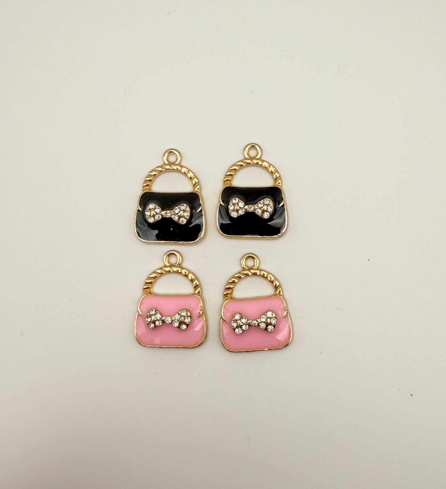 Gold & Enameled Bow Tie Inspired Purse DIY Metal Charm