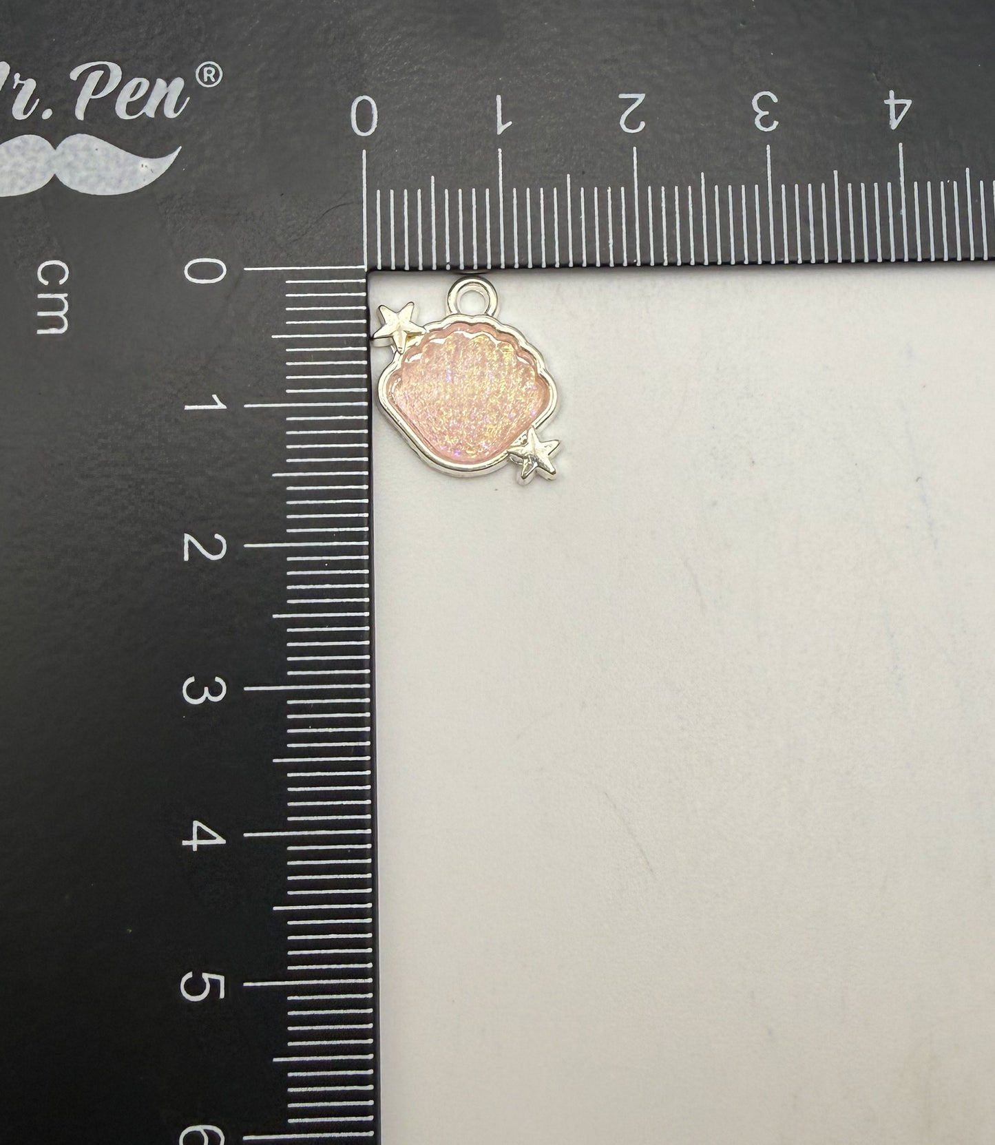 Silver Glittery Resin Filled Shell Metal DIY Charms