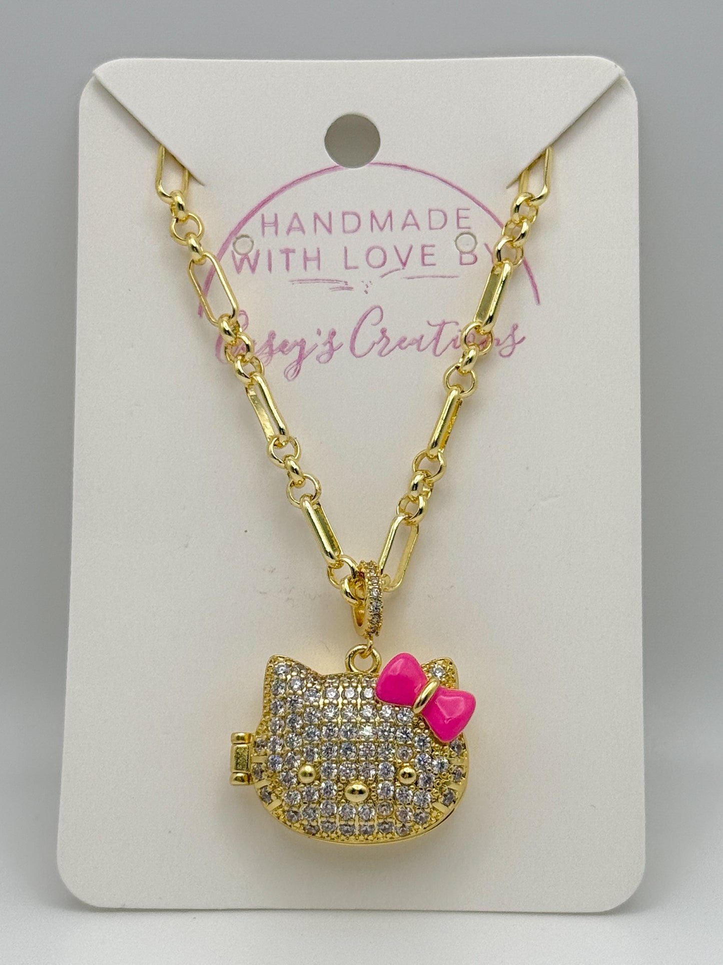 Hello Kitty Bling Lockett Gold Adjustable Necklace