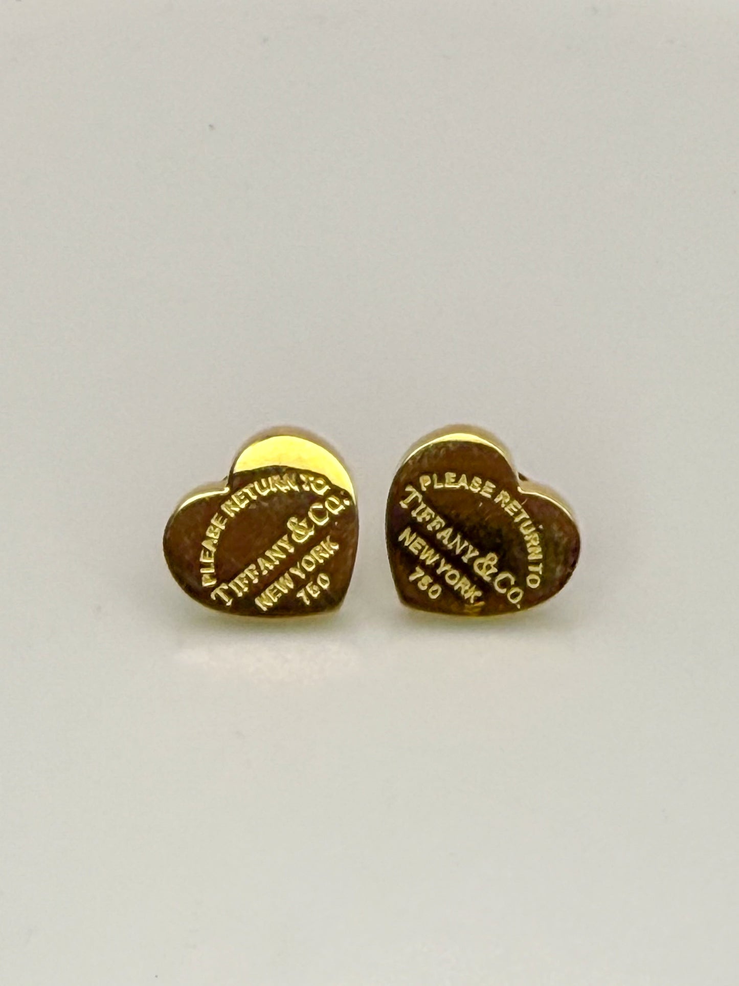 Gold Stainless Steel T&Co. Heart Stud Earrings