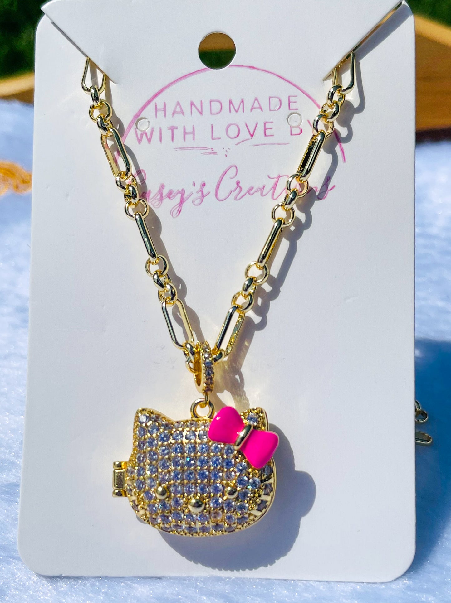 Hello Kitty Bling Lockett Gold Adjustable Necklace