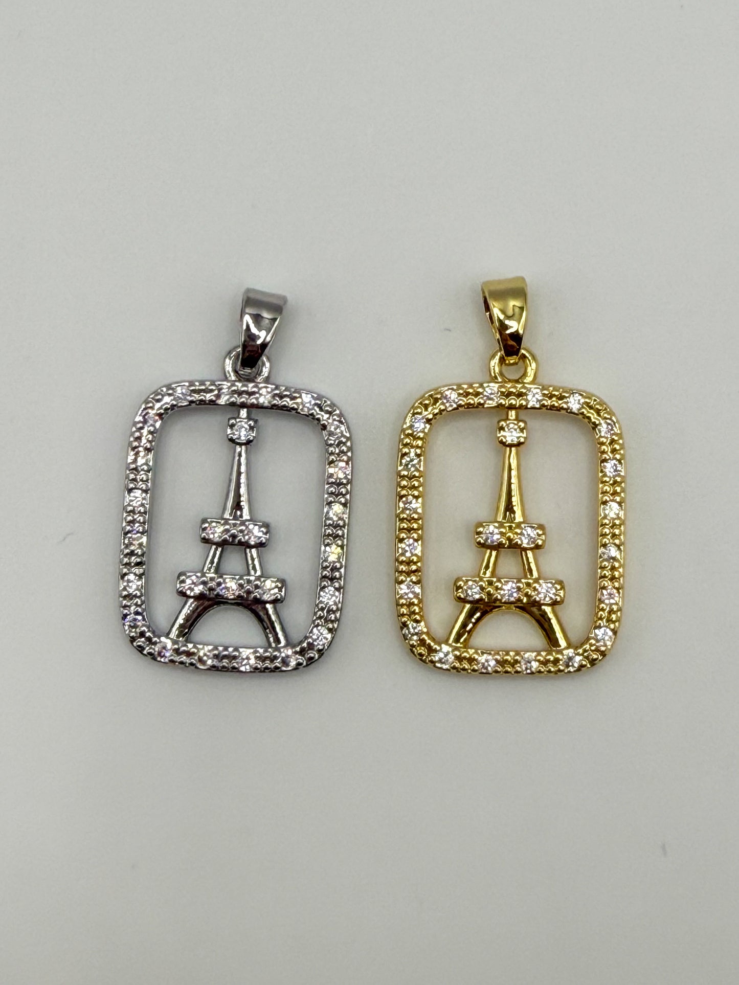Eiffel Tower Gold & Silver Charm Pendant