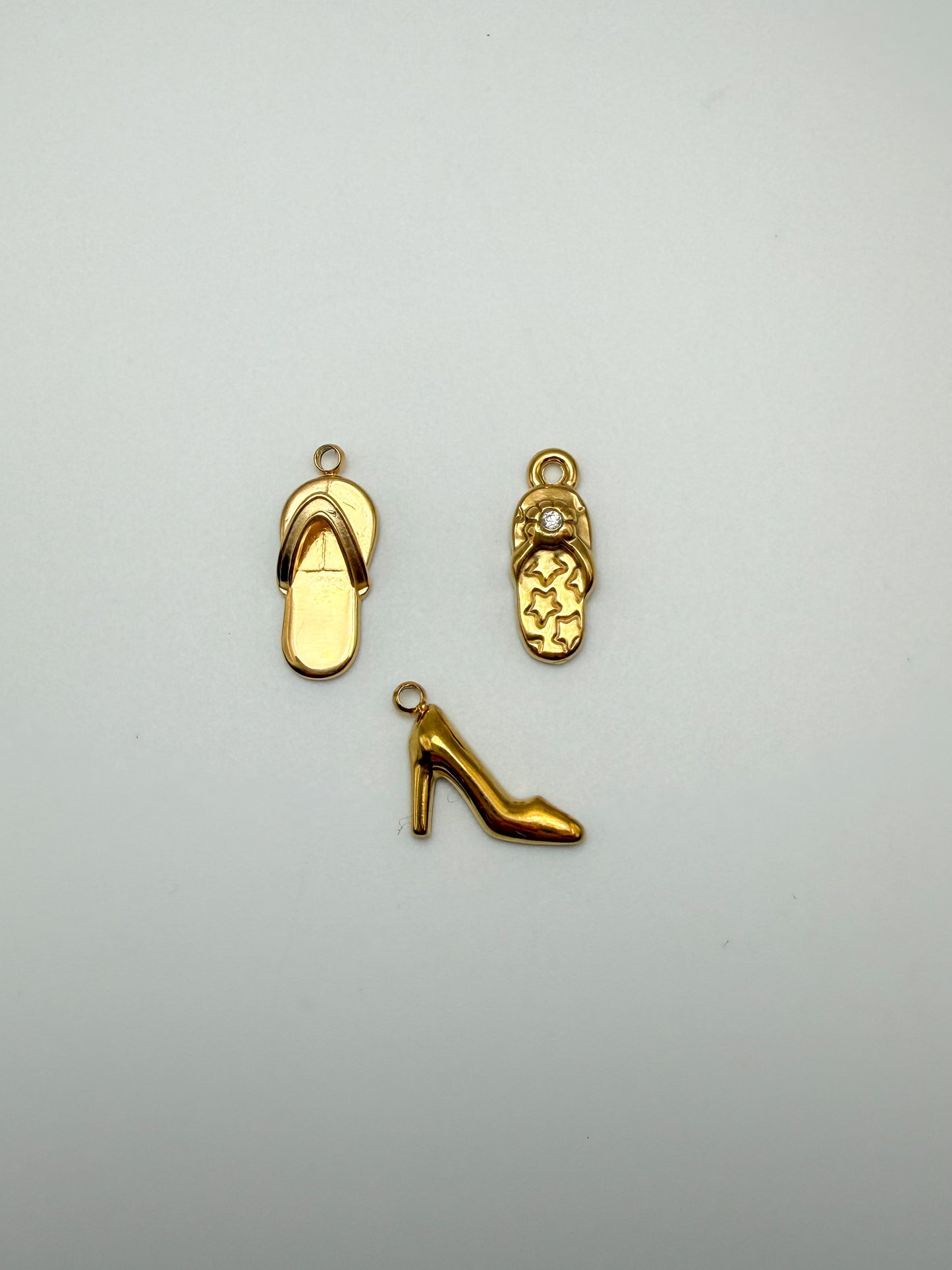 Stainless Steel Gold Women’s Shoes Flipflop Sandal High Heel Charms