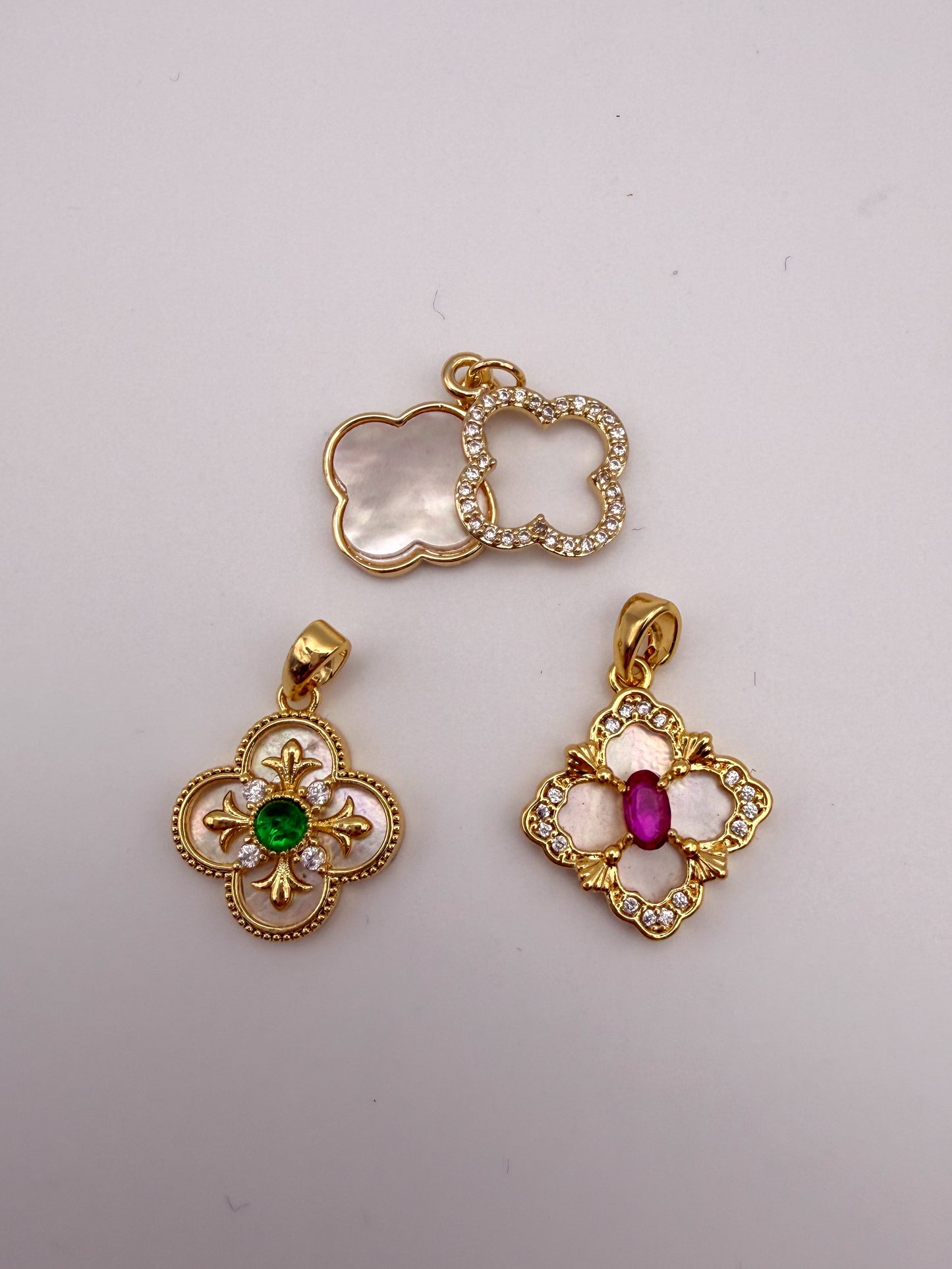 Gold Mother of Pearl Shell Clover Charms