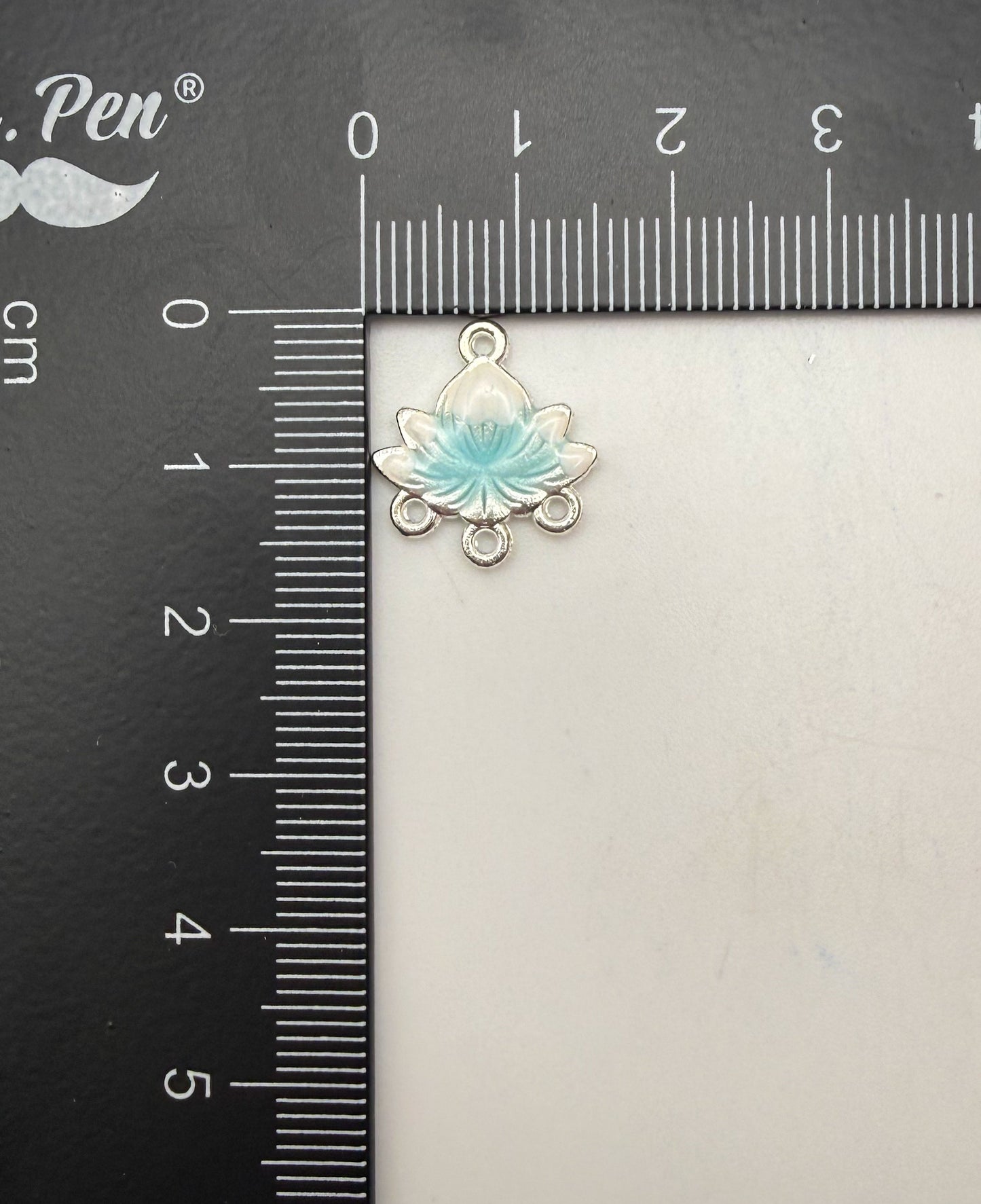 Silver Lotus Enameled Chandelier Metal Charms