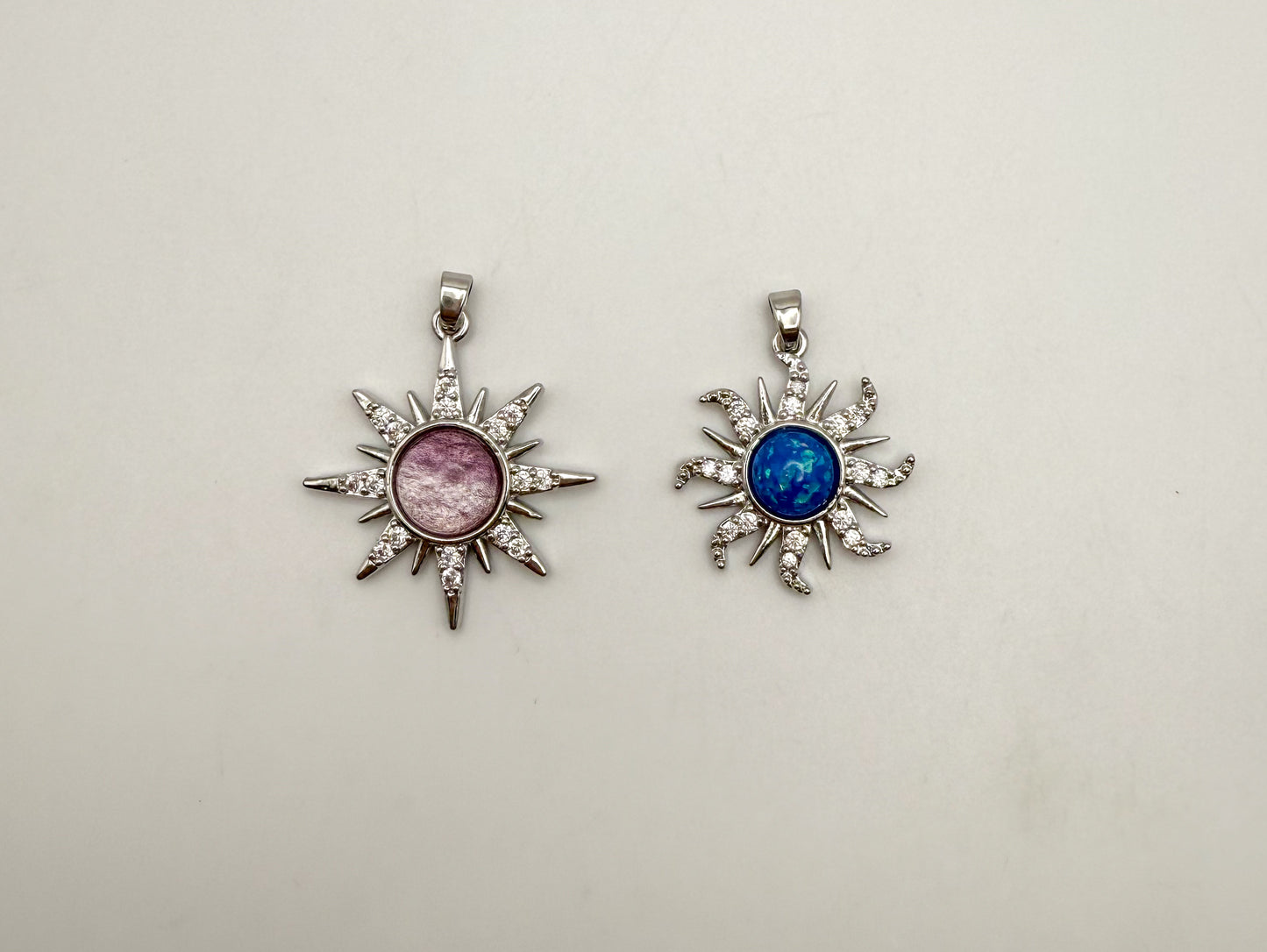 Silver Flaming Sun Metal Pendants