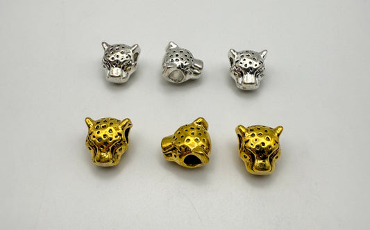 Leopard Head Gold & Silver Spacer Charm Beads