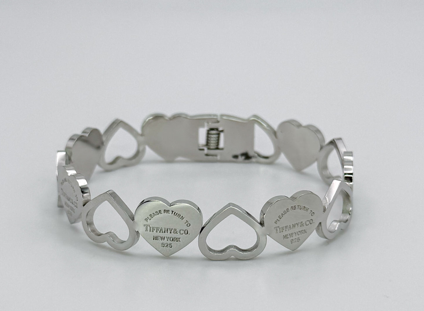 Open Front Tiff n Co. Silver Stainless Steel Bangle Bracelet