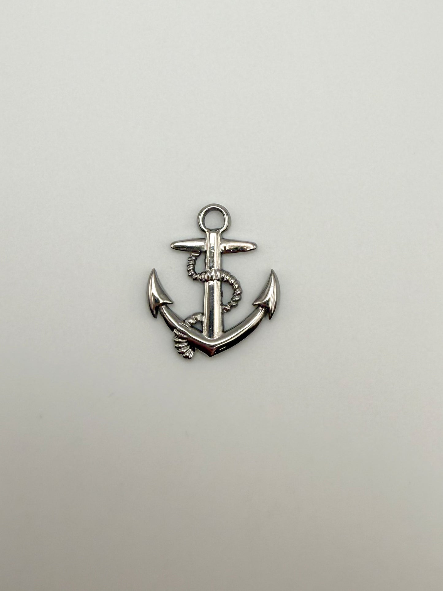 Stainless Steel Silver Anchor with Rope Charm Pendant