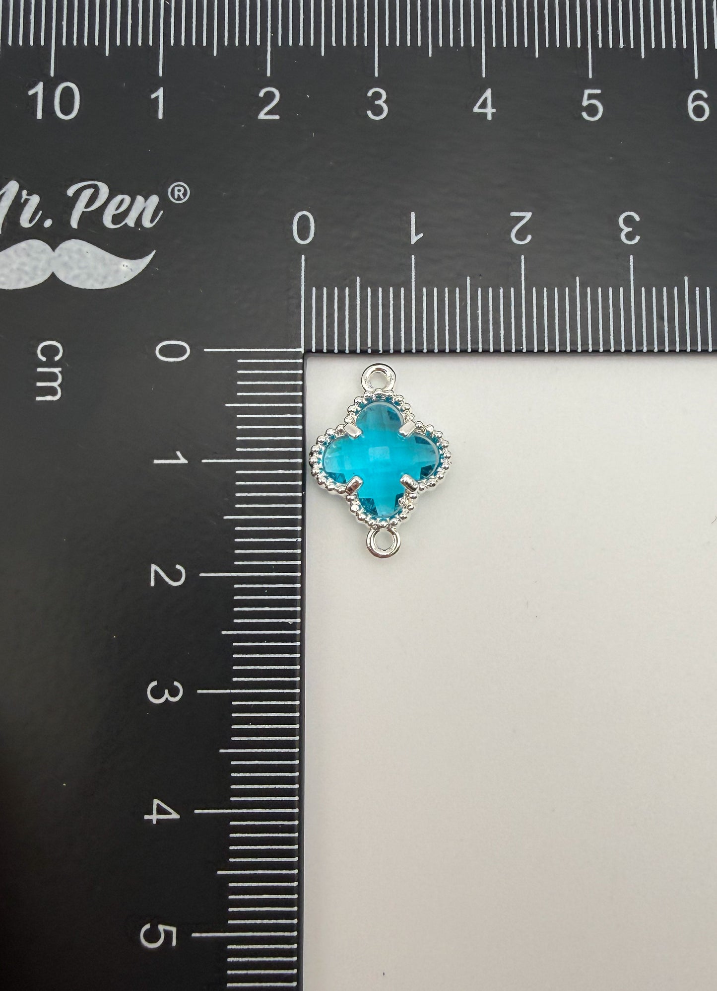 Colorful Double Link Clover Glass Charm Connectors-Gold & Silver