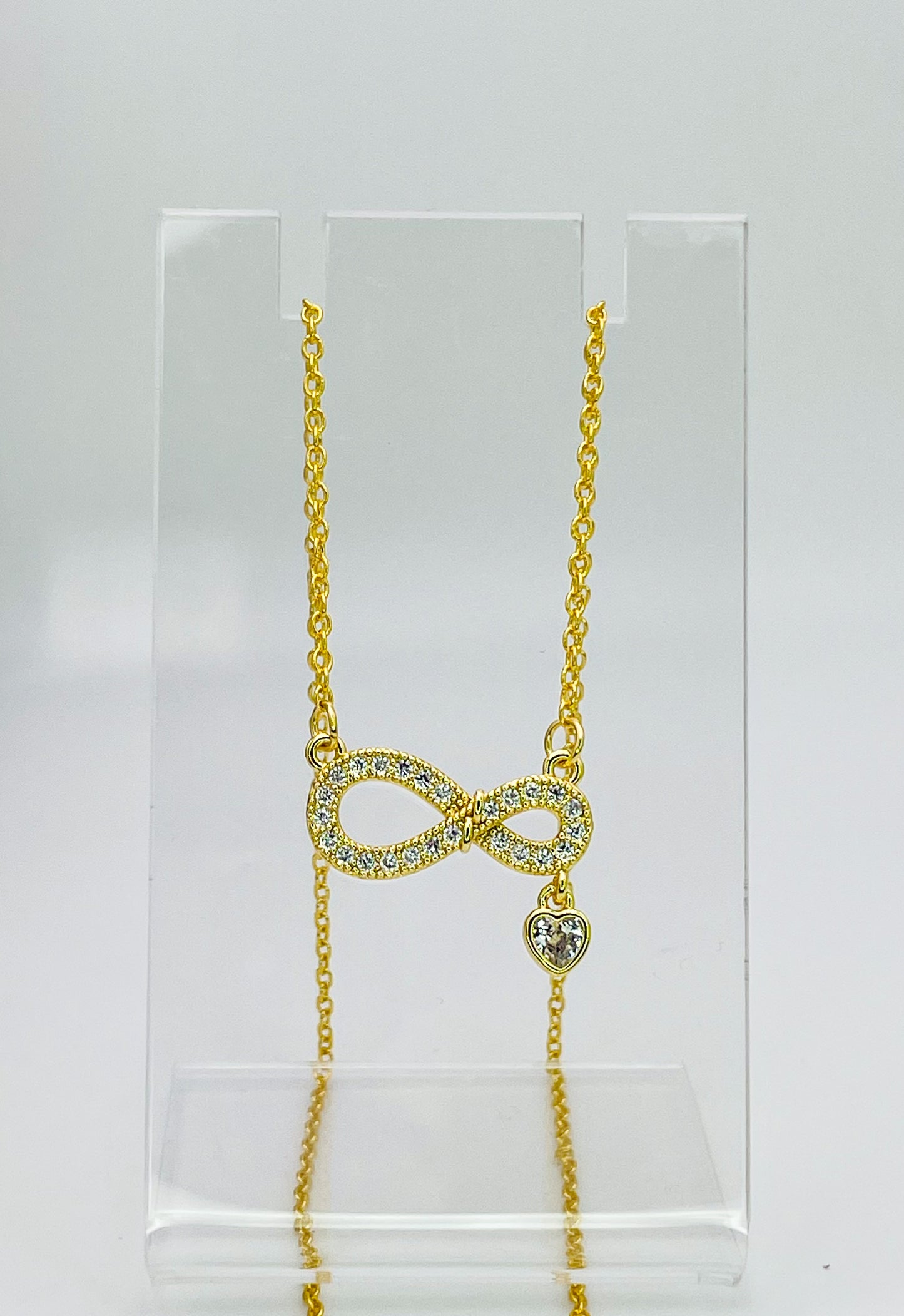 18k Gold Overlay S925 Sterling Silver Infinity Necklace