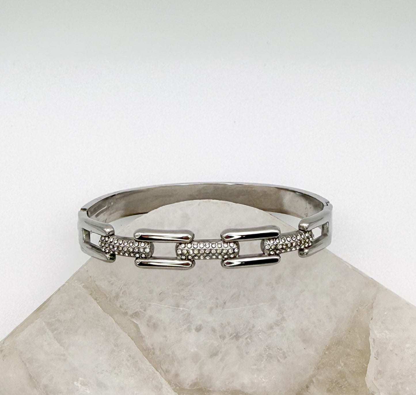 Silver Stainless Steel Chain Link Bangle Bracelet