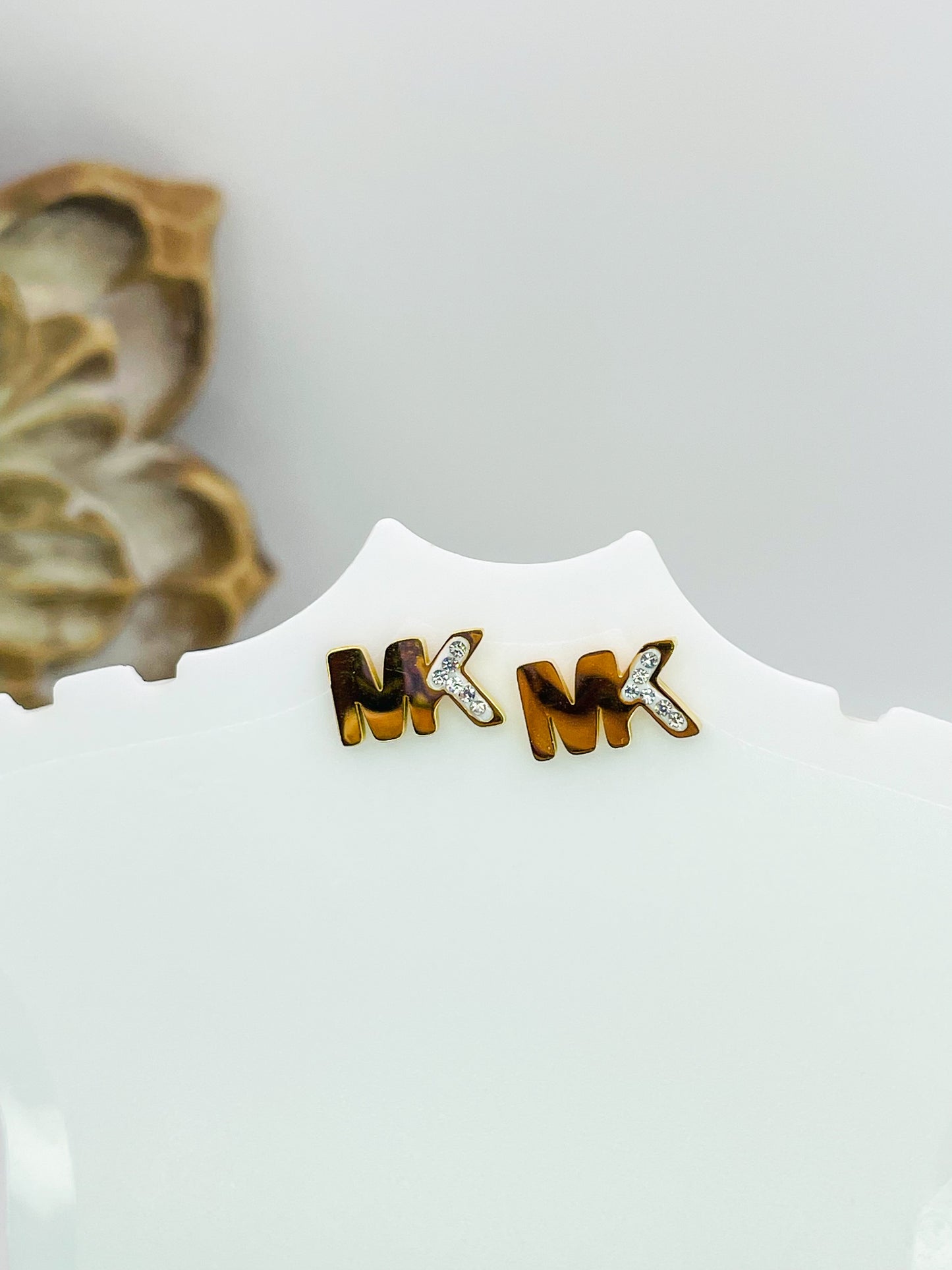 MK Gold Stainless Steel Stud Earrings