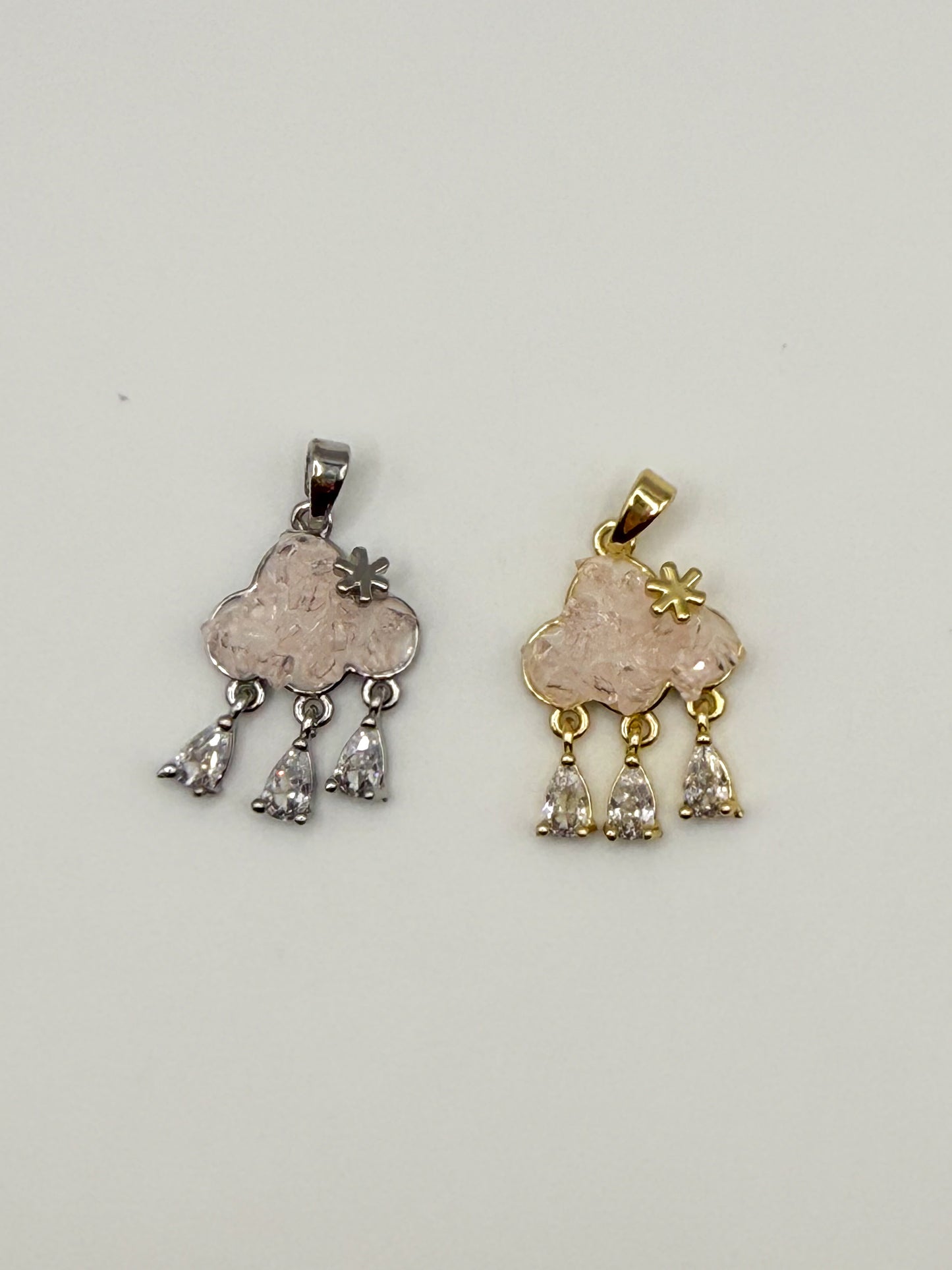 Druzy Cloud Dangle Gold & Silver Charm Pendants
