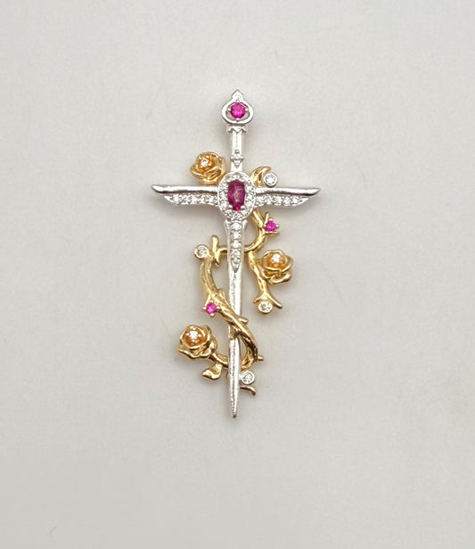 Gold Rose covered on Silver Cross Dragger